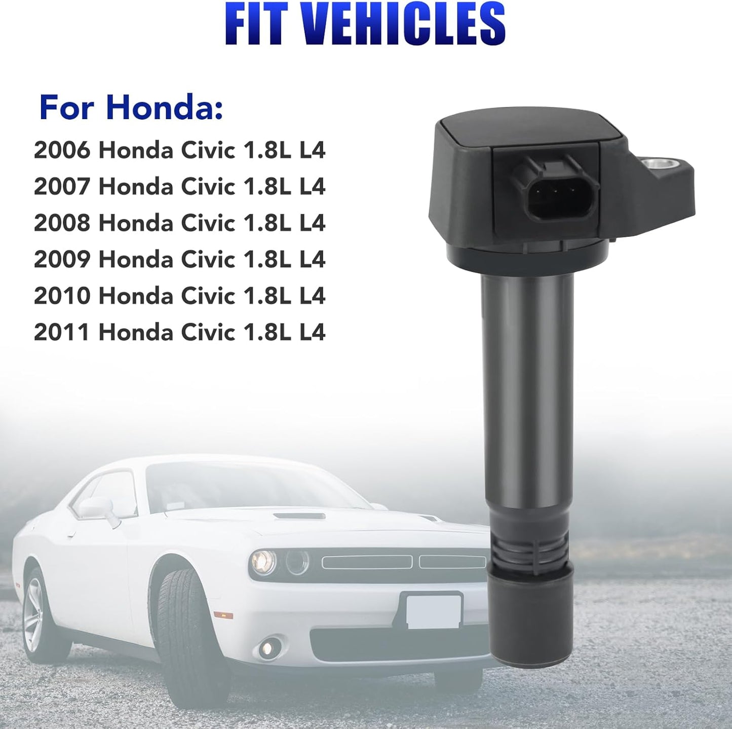 Set of 4 Ignition Coil Pack and Spark Plugs Compatible with 1.8 L4 2006 2007 2008 2009 2010 2011 Honda Civic 1.8L Replaces UF582 30520RNAA01