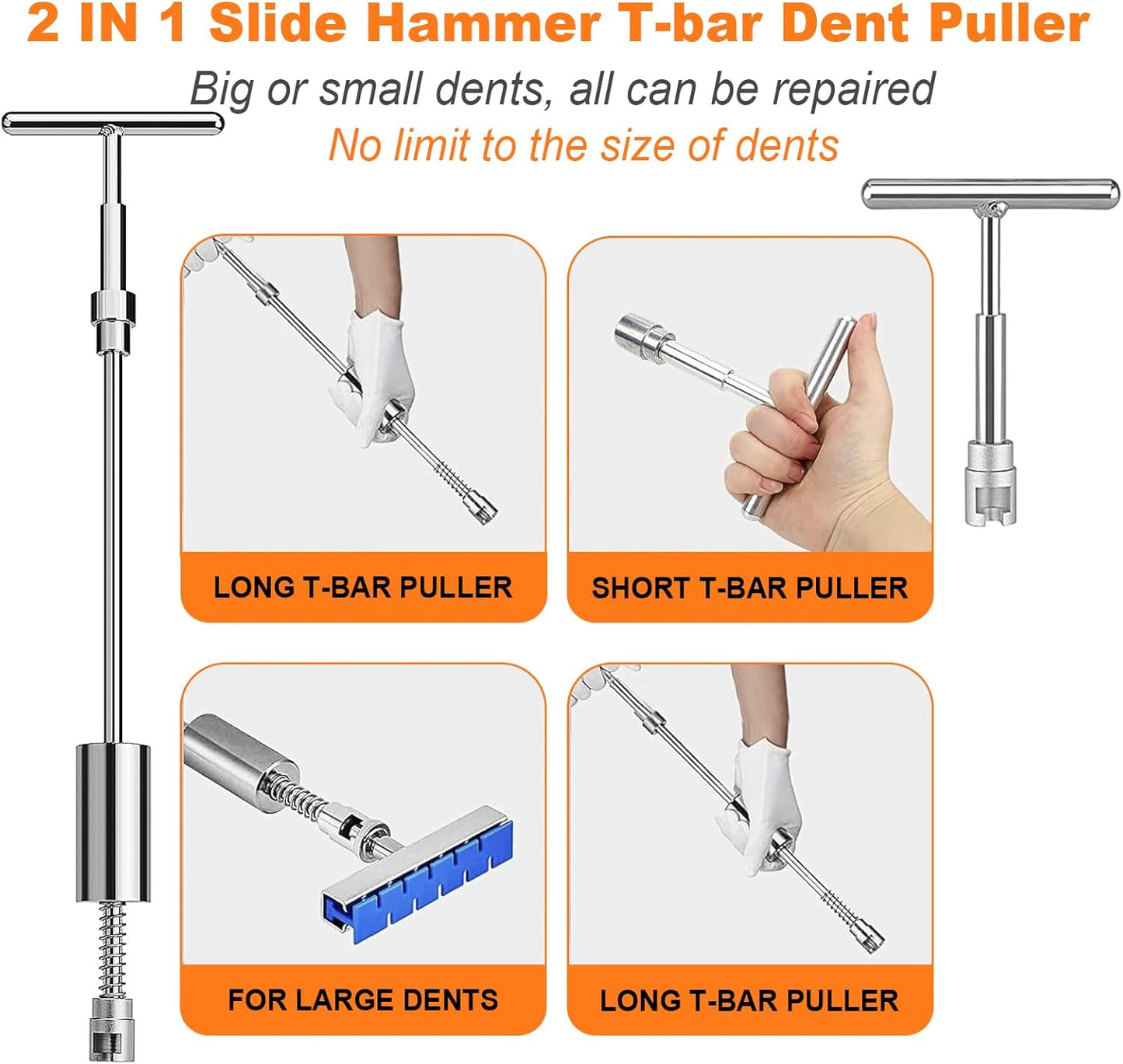 135pcs Dent Puller Kit, Paintless Dent Removal Kit for Dent Repair, Car Dent Repair Kit with T-Bar, Bridge Puller, Golden Lifter, Car Dent Remover for Car Refrigerator Door Ding Repair