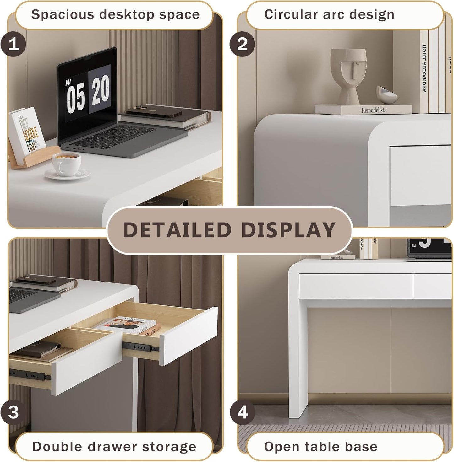 White Computer and Gaming Desk with Drawers.Home Office desks for Bedroom.Wooden Kids' Writing Table.Three-Layer Lacquered Thick Wooden Board Work Desk That can be Used as a Vanity(Z-101)