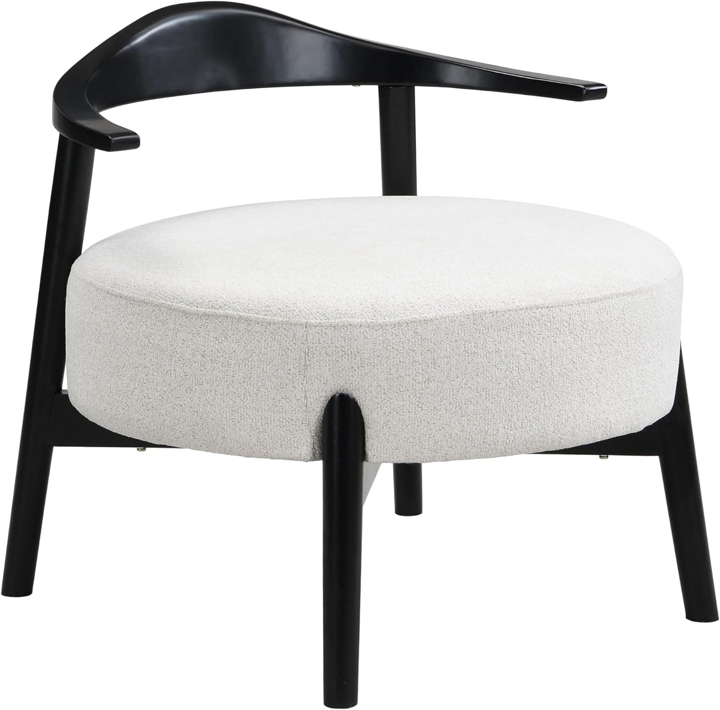 Christopher Knight Home Ipomoea Low Back Accent Chair, Living Room Lounge Chair, Comfy Chair for Bedroom, Wooden Side Chair with Armrest, Reading Chair with Soft Fabric Cushion, Beige+Black