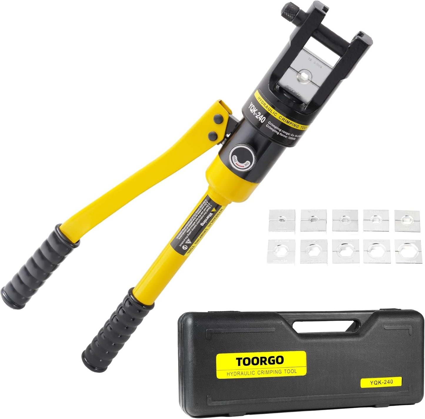 Cable Lug Crimping Tool, 6 AWG to 800 MCM Hydraulic Plier, 16 Ton Hand Crimping Tool for Wires, Terminal, Lug, Crimping Tool Kit with 12 Dies