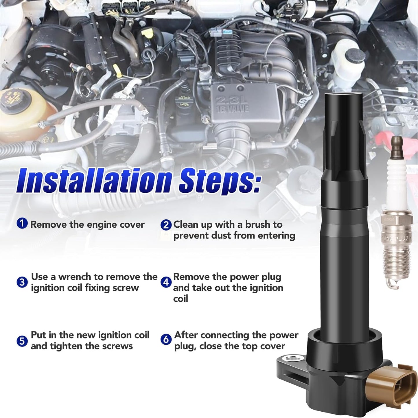 Set of 4 Ignition Coil Pack and Spark Plugs Fits for 2010 2011 2012 2013 Suzuki SX4 SX 4 Grand Vitara Kizashi Coils Spark Plugs Replaces# UF634 5C1789