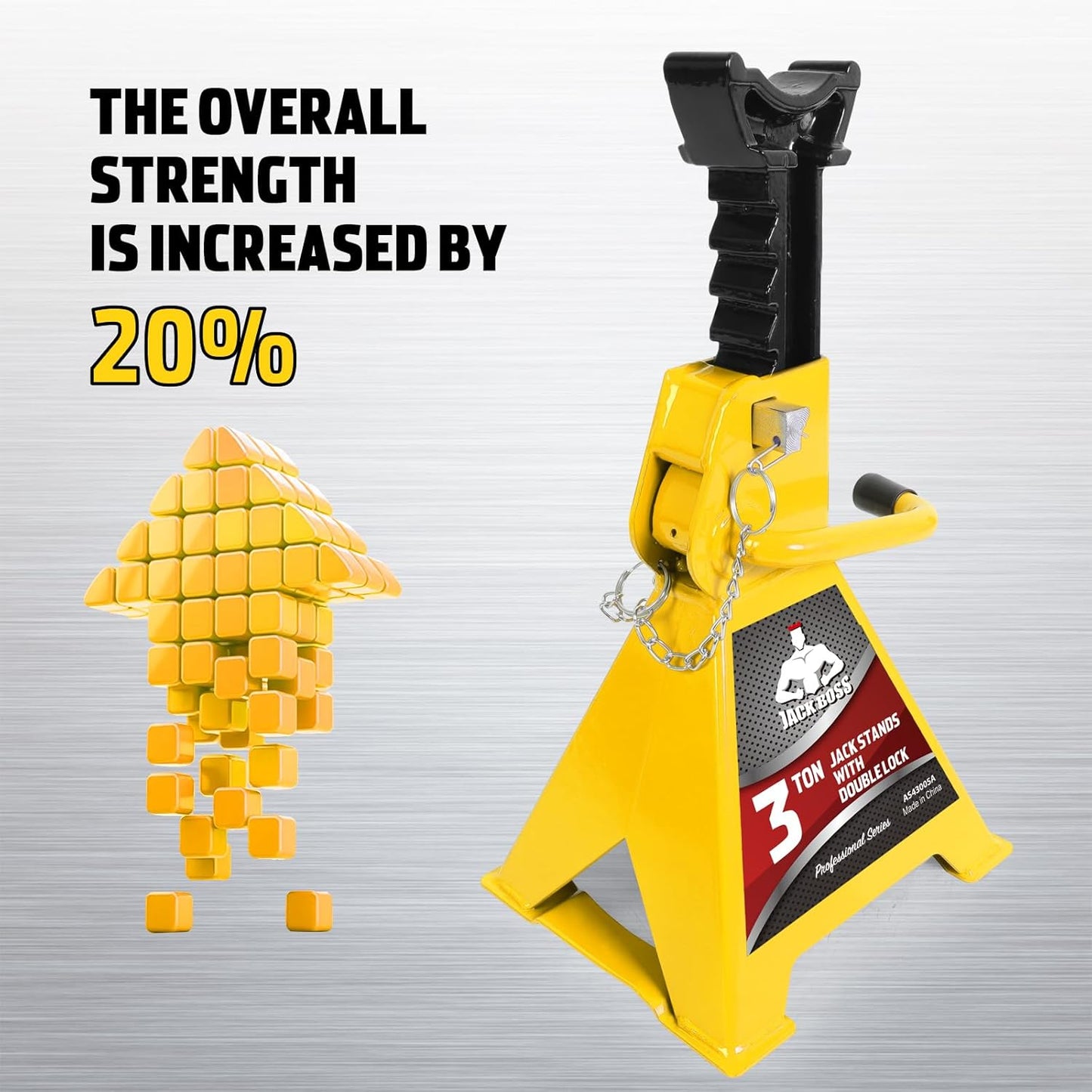 Car Jack Stands 3 Ton (6,000 LBs) Capacity, Extra Reinforced Car Lifting Stand Adjustable Jack Stand with Double Locking, Fits Automotive Small Pick-Up Yellow, 2 Packs