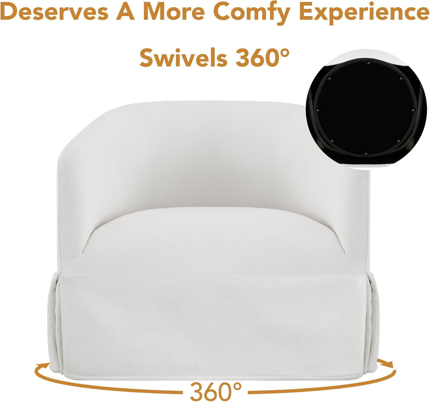 Swivel Accent Chair Modern Barrel Armchair for Bedroom Nursery Reading Waiting Living Room,Set of 2,White