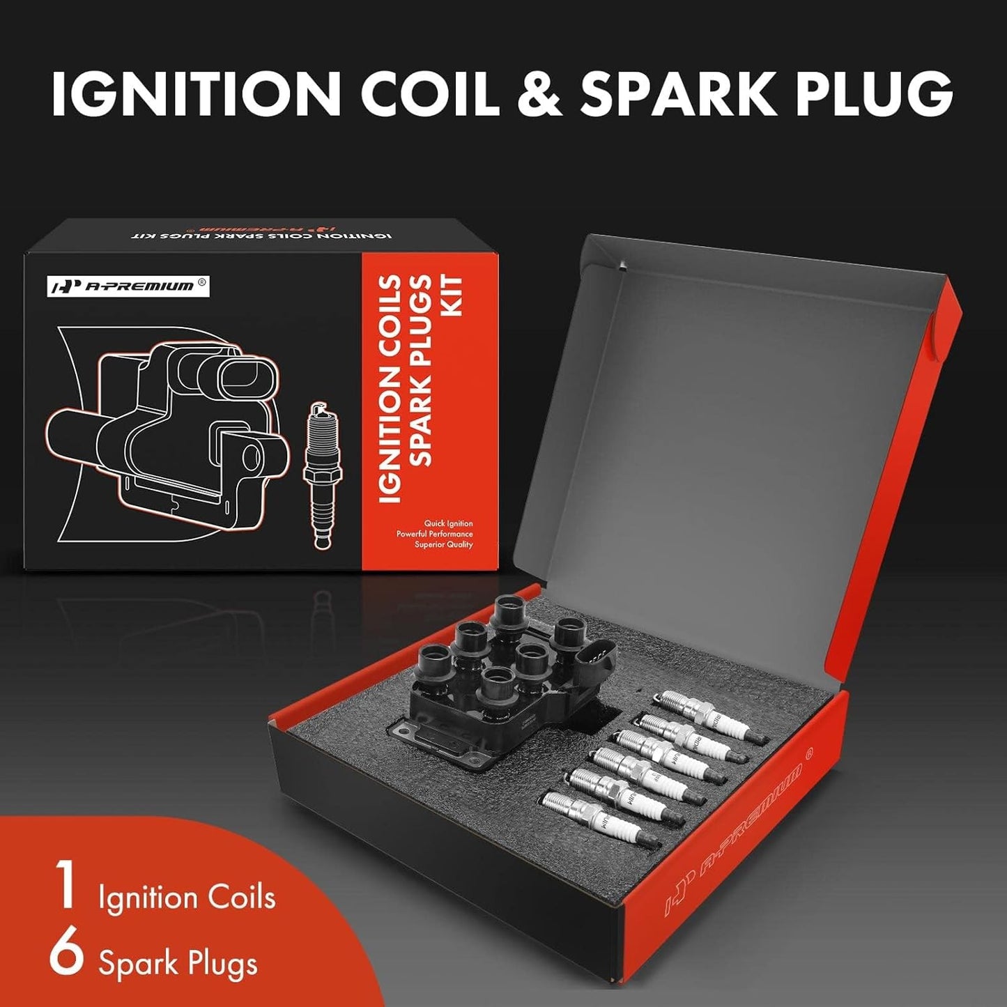 A-Premium Ignition Coils and Spark Plugs Kits Compatible with Ford Taurus 1996-2000, Ranger 1998, Contour/Windstar 1995-2000 & Mazda B3000 1997-2000, MPV 2000-2001 & Mercury Sable 1996-2000, 2.5L 3.0L