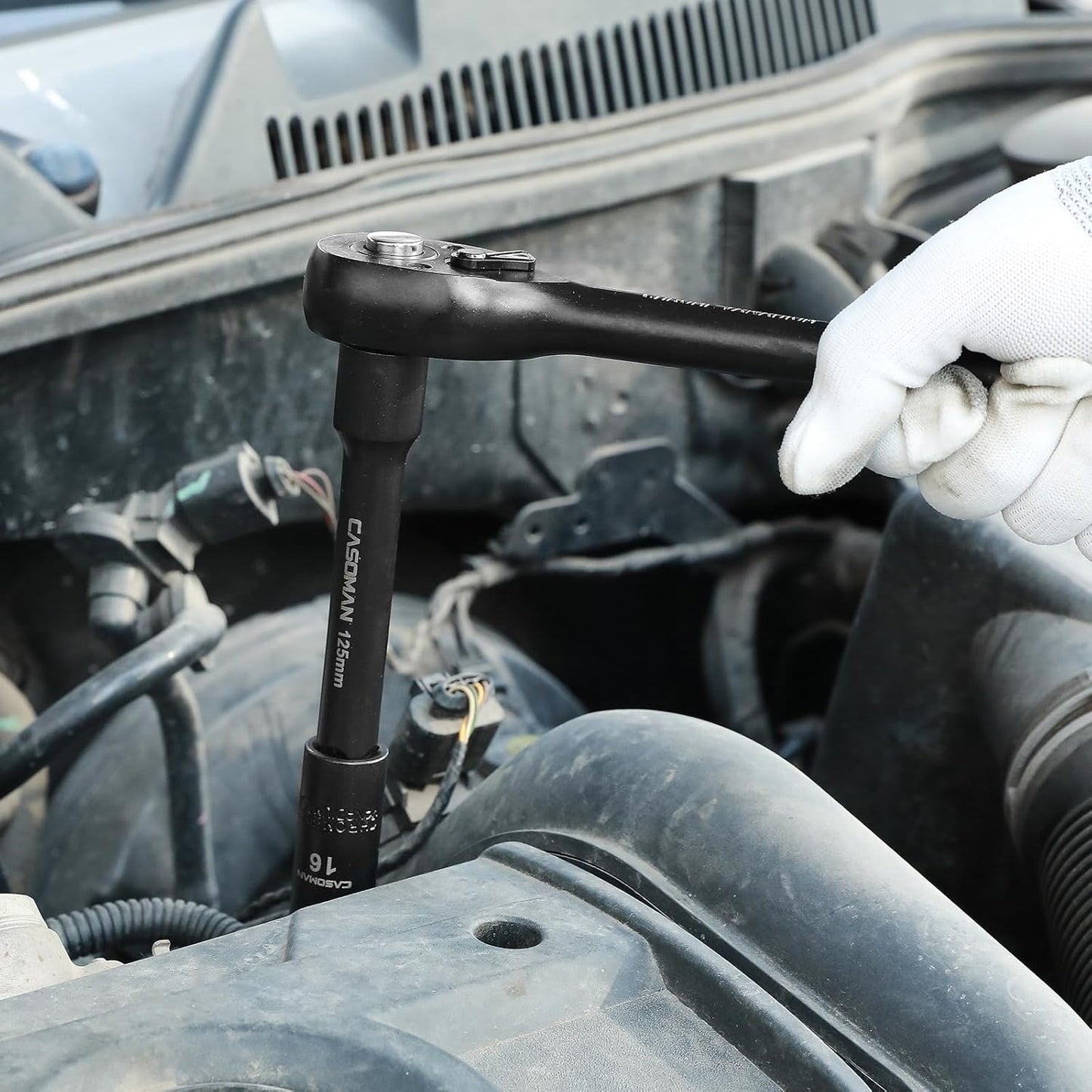 CASOMAN 1/2" Drive Master Impact Socket Set, 38 Piece Deep, Standard SAE (3/8" To 1-1/4") & Metric (10-32 mm) Sizes, Includes Extension Bar (3, 5, 10-inch), Adapters & Ratchet Handle, CR-V