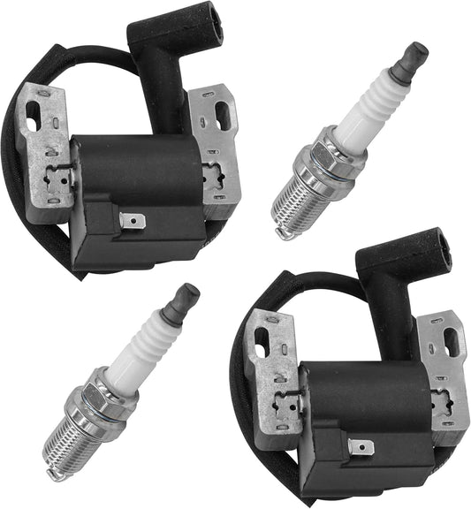 Caltric Ignition Coil with Spark Plug Compatible with John Deere Z515E Z525E Z535M Z535R Ztrak Z425 Z435 Z445 EZtrak / MIA12788 x2