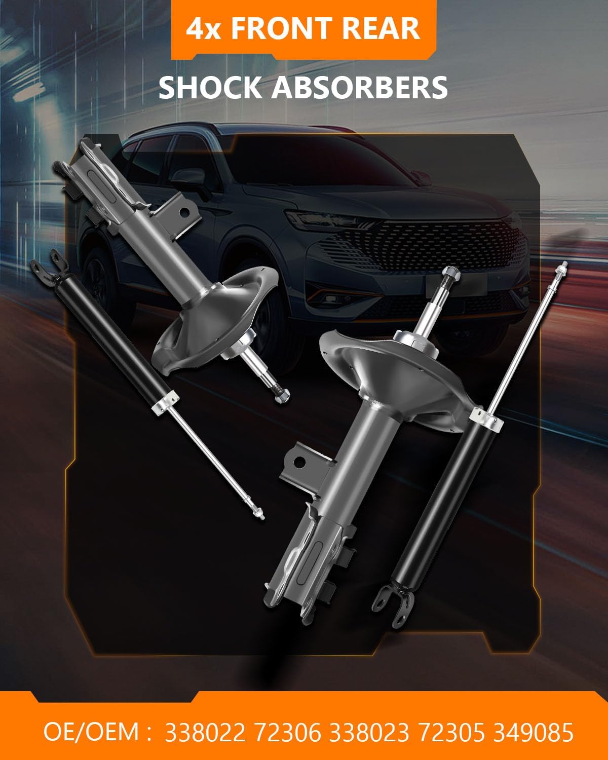 Shocks Absorber for Hyundai, OCPTY Shocks and Struts Front and Rear Fit for 2007 2008 2009 2010 for Hyundai for Elantra Auto Shocks Automotive Replacement Shock 338022 72306 349085 5622 Pack of 4