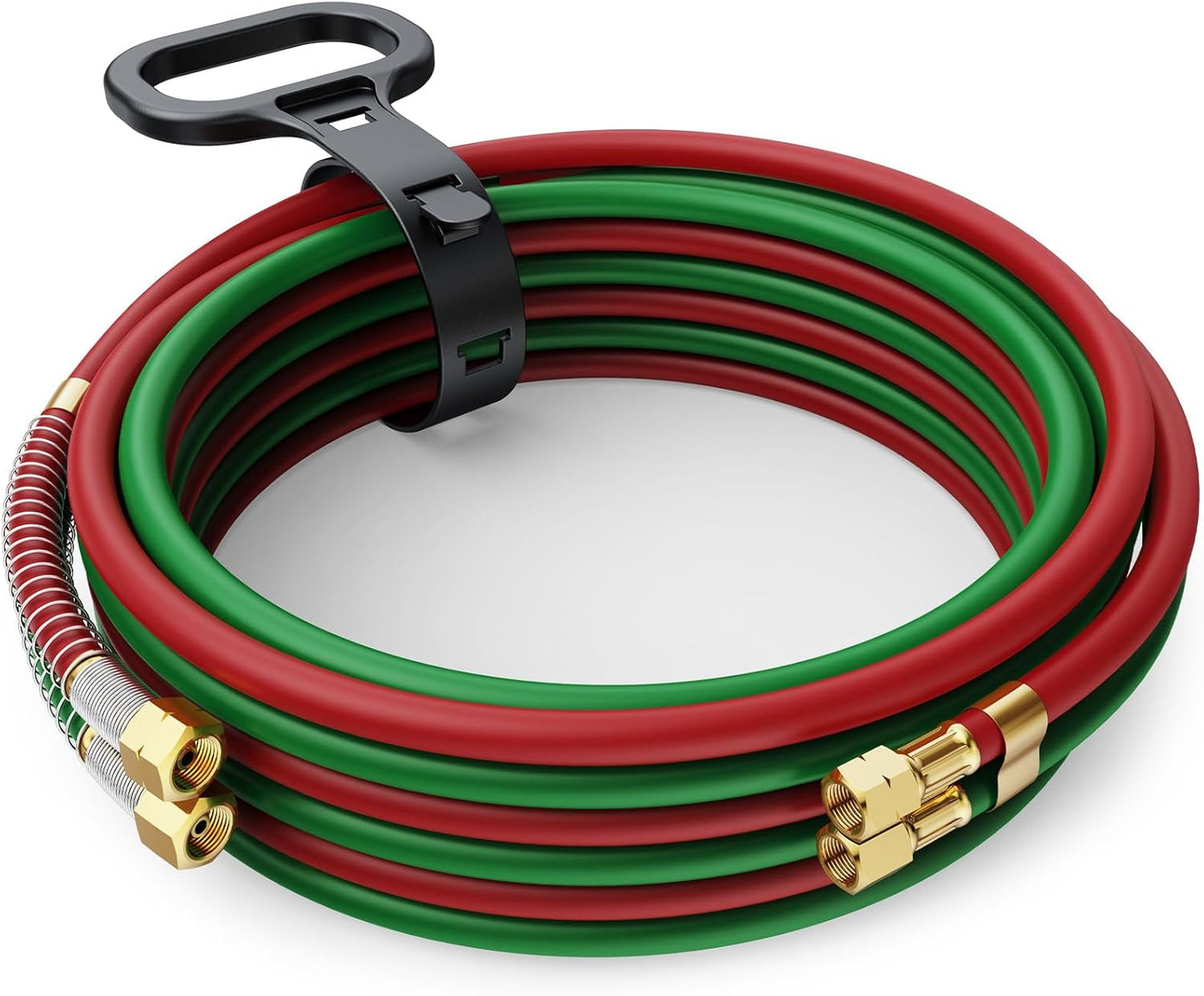 ARCCAPTAIN Oxygen Acetylene Hose, 1/4" x 50 FT with 9/16"-18 B Fittings and Spring Guards, Welding Torch Hose for Oxy Acetylene Flame Welding and Cutting, Grade T