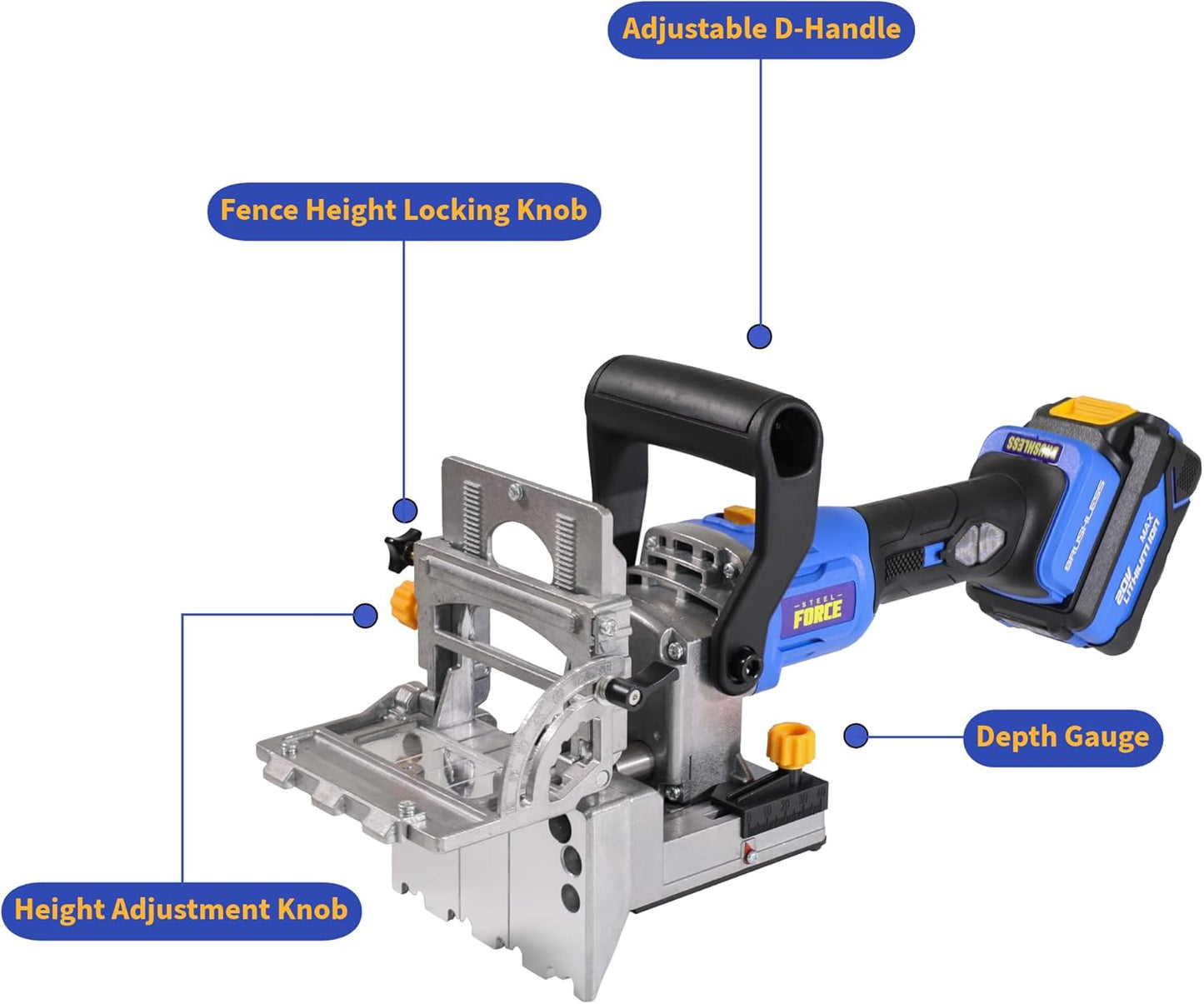 Steel Force DJ184 Dual Spindle Dowel Jointer,Wood Dowels Joiner Brushless Cordless with 20V 5.0Ah Battery and Charger