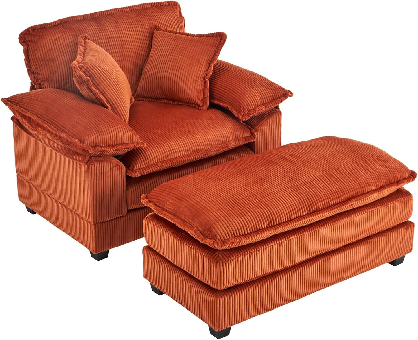 Chair Recliner Indoor with Ottoman, 40 “w Oversized Sleeper, D Corduroy Upholstered Comfort Sofa for Bedroom, Living Room, Office (1, Pink)