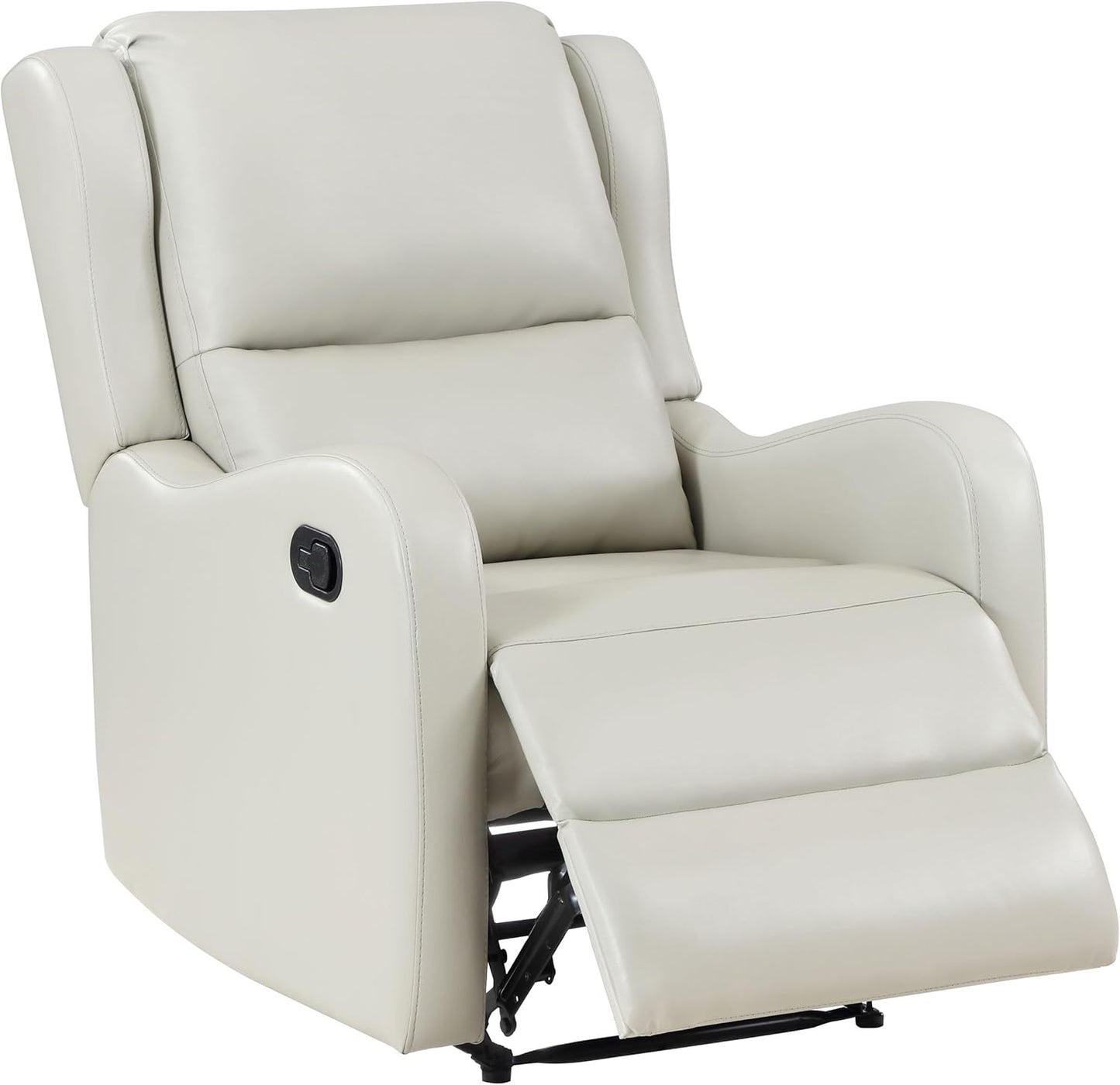 Coaster Home Furnishings - Kelsey - Leatherette Upholstered Swivel Glider Recliner Chair - Manual Recline Lever, English Arms, Plush Foam Cushions - Living Room - 30-Inch - Ivory - 609373
