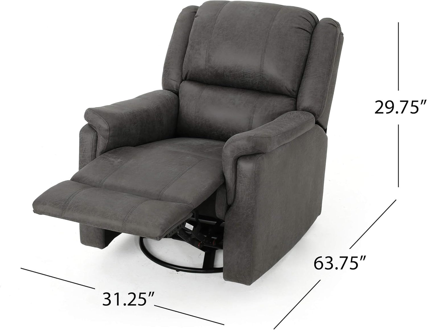 Christopher Knight Home GDFStudio Jemma Tufted Slate Microfiber Swivel Gliding Recliner Chair
