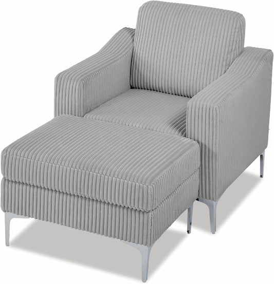 Chifee & Vingol Accent Chair with Ottoman Living Room Chair with Storage Ottoman,Gray