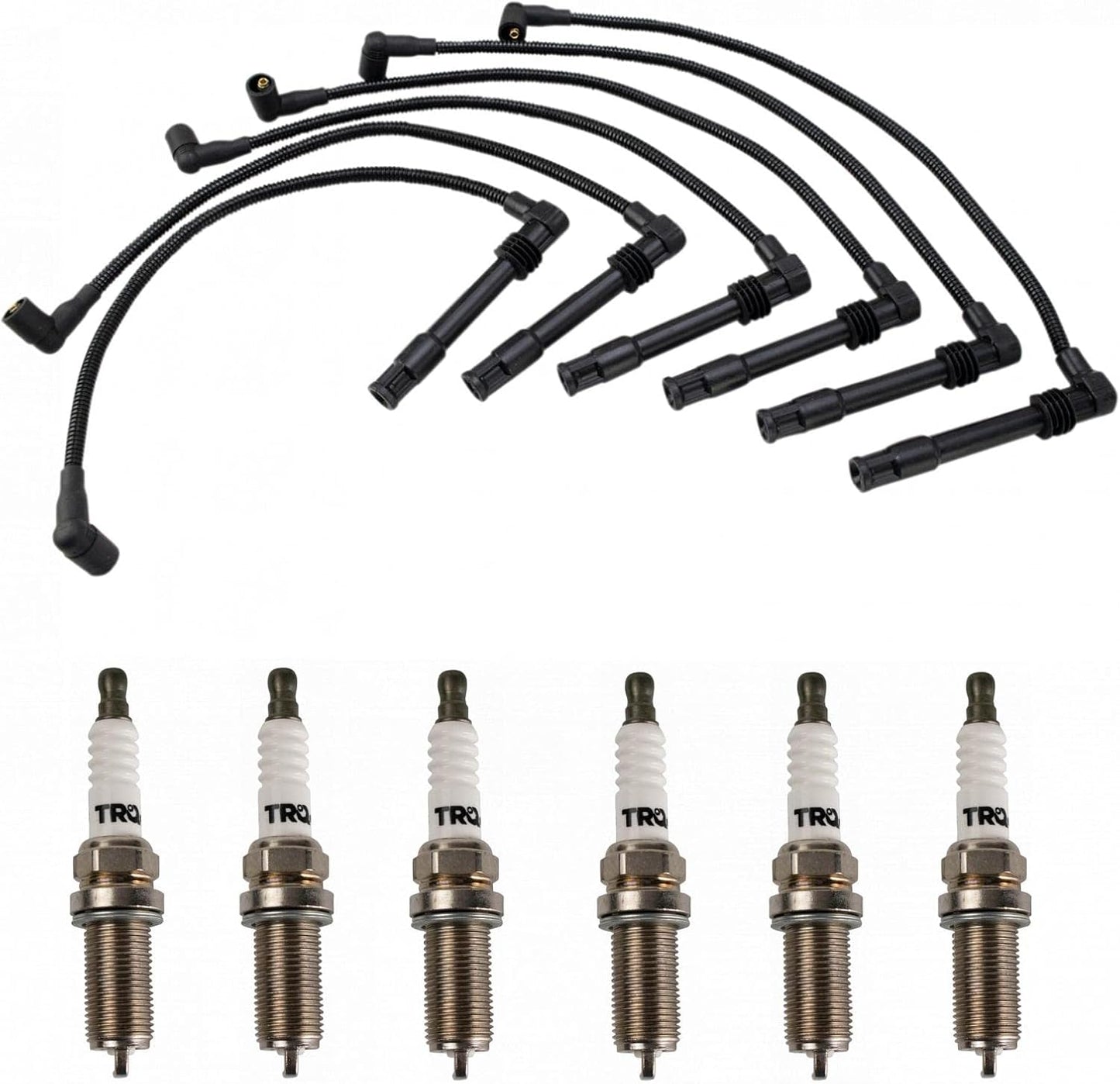 TRQ Ignition Kit Spark Plugs Wire Set Compatible with 2011-2019 Ford Fiesta