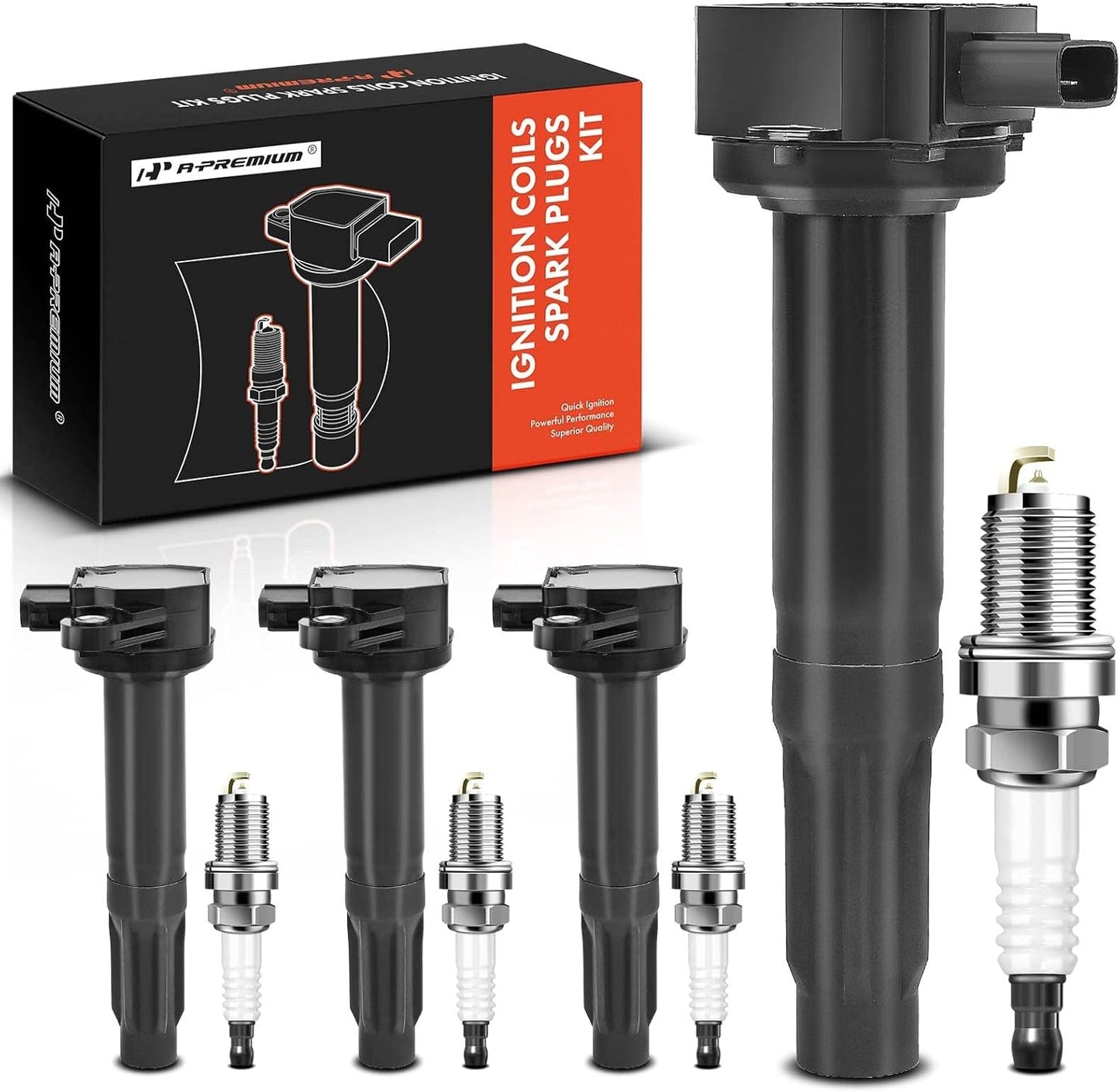 A-Premium Ignition Coils and Spark Plugs Kits Compatible with Subaru Outback 2010-2012, Legacy 2010-2012, 2.5L