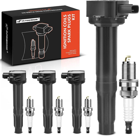 A-Premium Ignition Coils and Spark Plugs Kits Compatible with Subaru Outback 2010-2012, Legacy 2010-2012, 2.5L