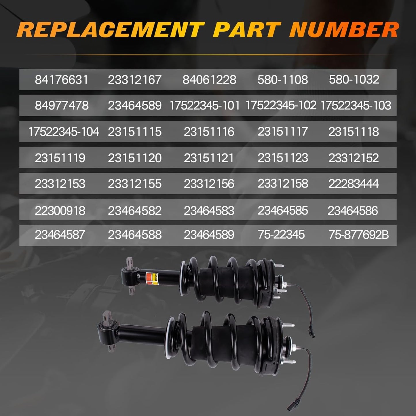 84176631 2Pcs Front Struts Shock Absorber Assembly Magnetic Ride Control with Spring Compatible with Cadillac Escalade ESV Chevy Silverado Suburban Tahoe GMC Sierra Yukon 2015-2020