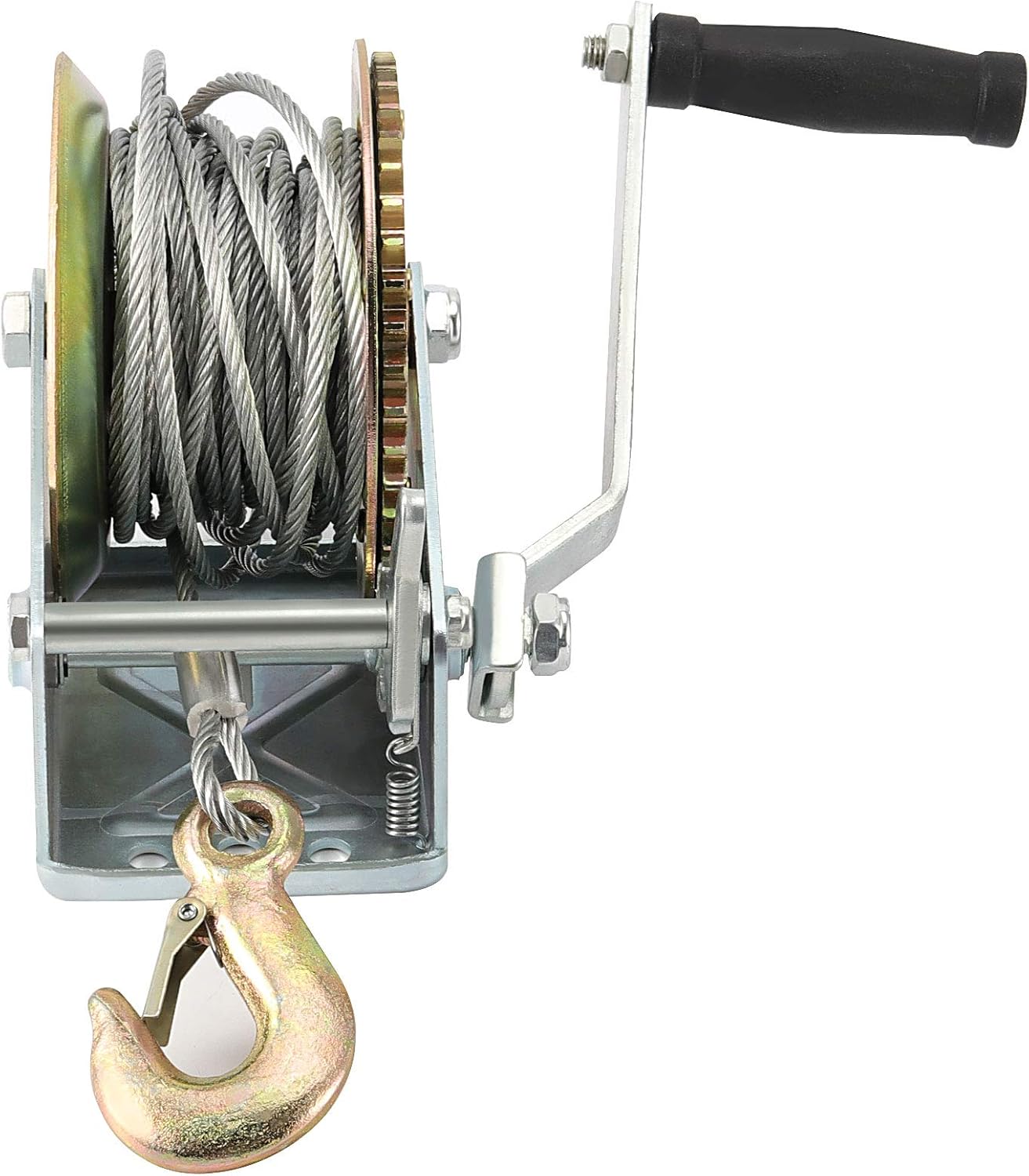 ZOENHOU 1600lbs Capacity Heavy Duty Hand Winch with 49FT / 15m Steel Cable, Hand Crank Winch, Boat Trailer Winch Manual Winch with Hook and Gear Grease, for Pulling Boat Trailer Truck