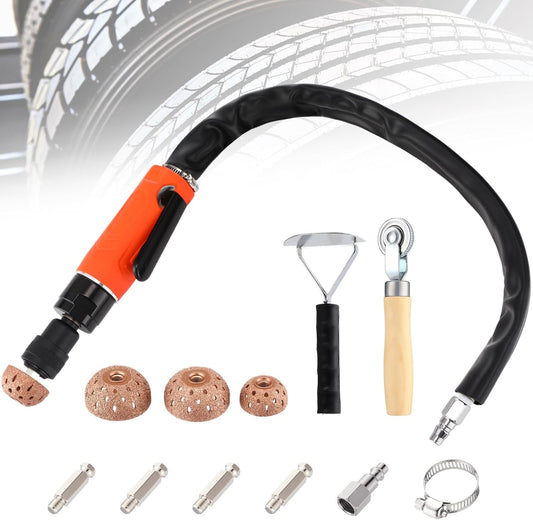 Air Tire Repair Polish Patch Tools Tire Repair Set Include 2500rpm Low Speed Air Tire Buffer Tire Inner Liner Scrapper Patch Roller 3pcs Tungsten Steel Buffing Wheel 42mm 55mm