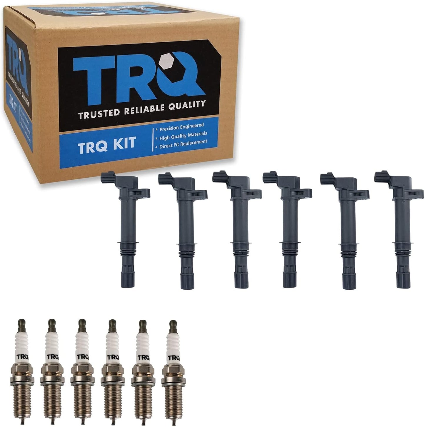 TRQ Ignition Kit Ignition Coil Set Spark Plugs Compatible with 2007-2011 Hyundai Accent 2009-2011 Kia Rio Rio5