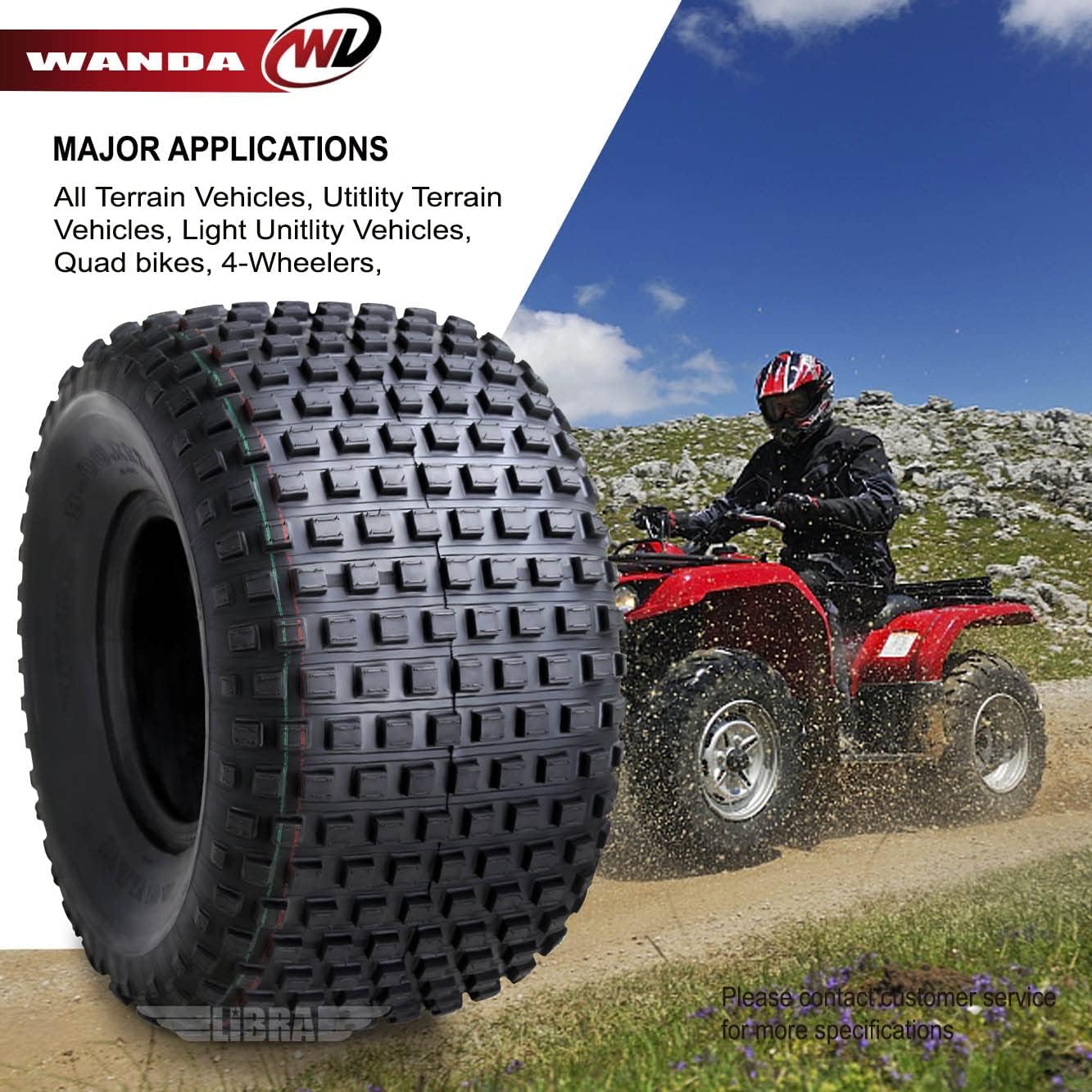 WANDA 2 New ATV Tires 22X11-8 22x11x8 4PR P323-10032