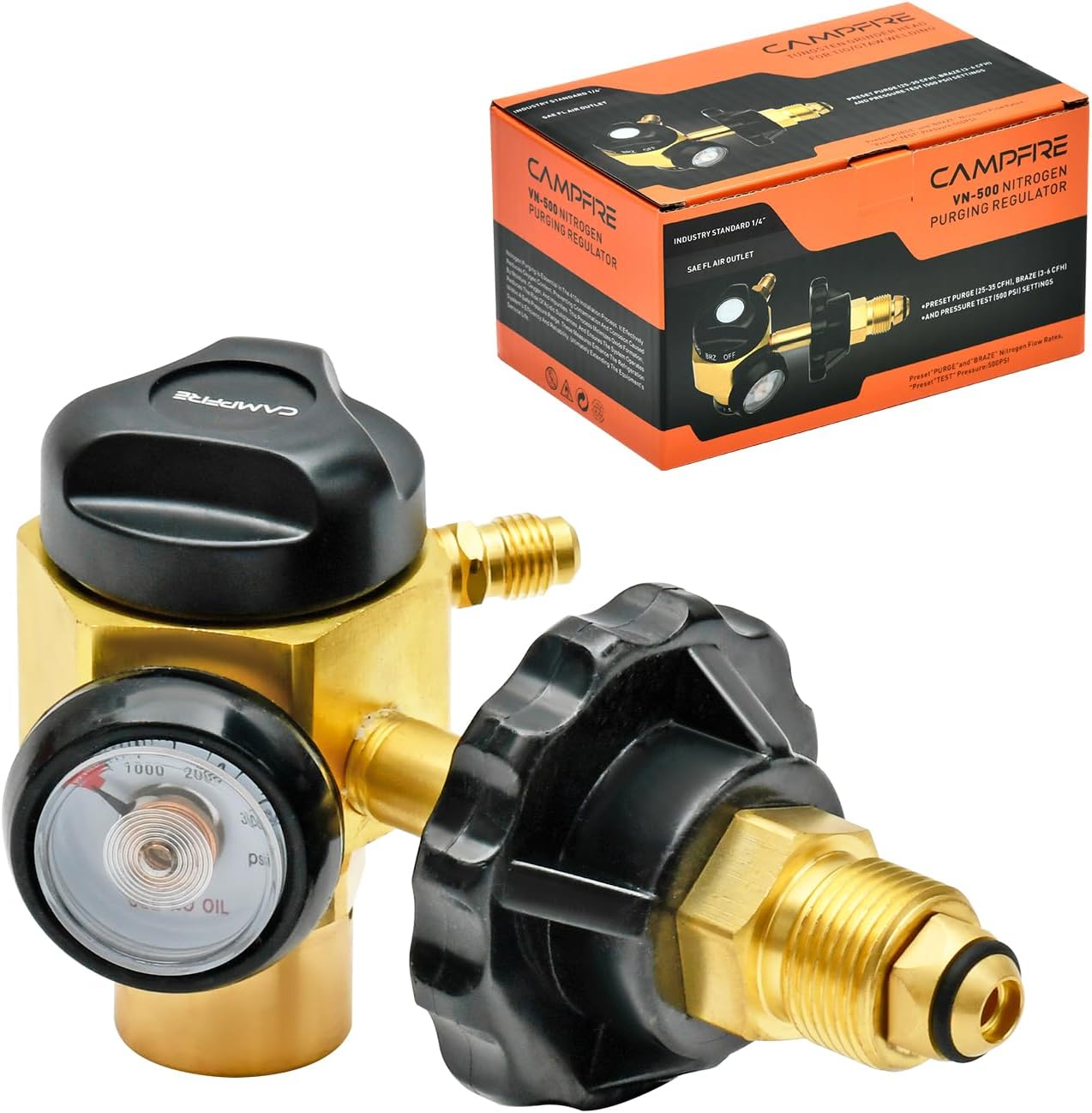 CAMPFIRE VN-500 Nitrogen Purging Regulator With 500 Psi Test Pressure, Supports Braze, Purge And Test Mode