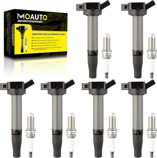 Set of 6 Ignition Coils Pack UF796 90919-A2008 & 6 PCS Iridium Spark Plugs Compatible with Lexus GS350 GS450h IS300 IS350 LC500h LS500h RC300 RC350 RX450h RX450hL Toyota Highlander Tacoma