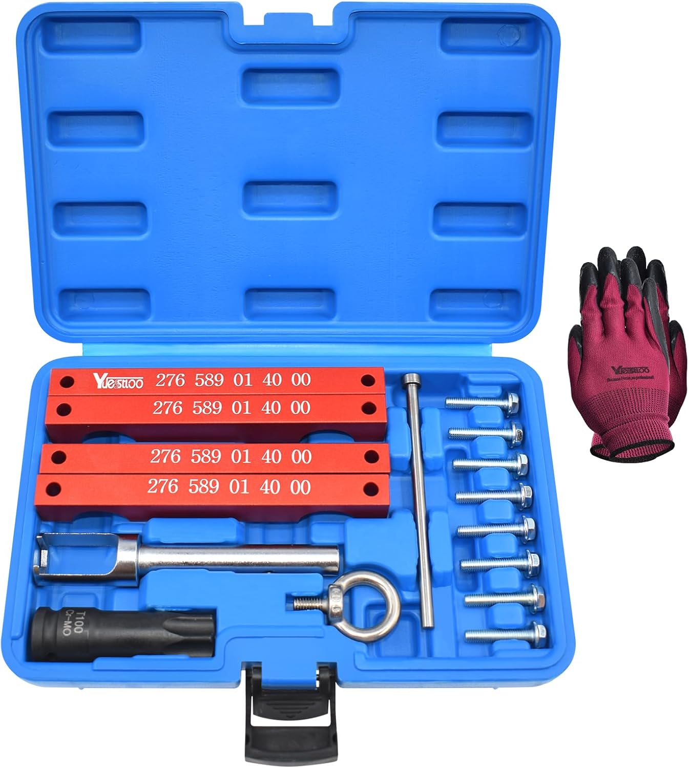 Camshaft Locking Alignment Timing Tool Kit, Compatible with Mercedes Benz M133 M270 M274, 15pcs Set with Carrying Case & Gloves