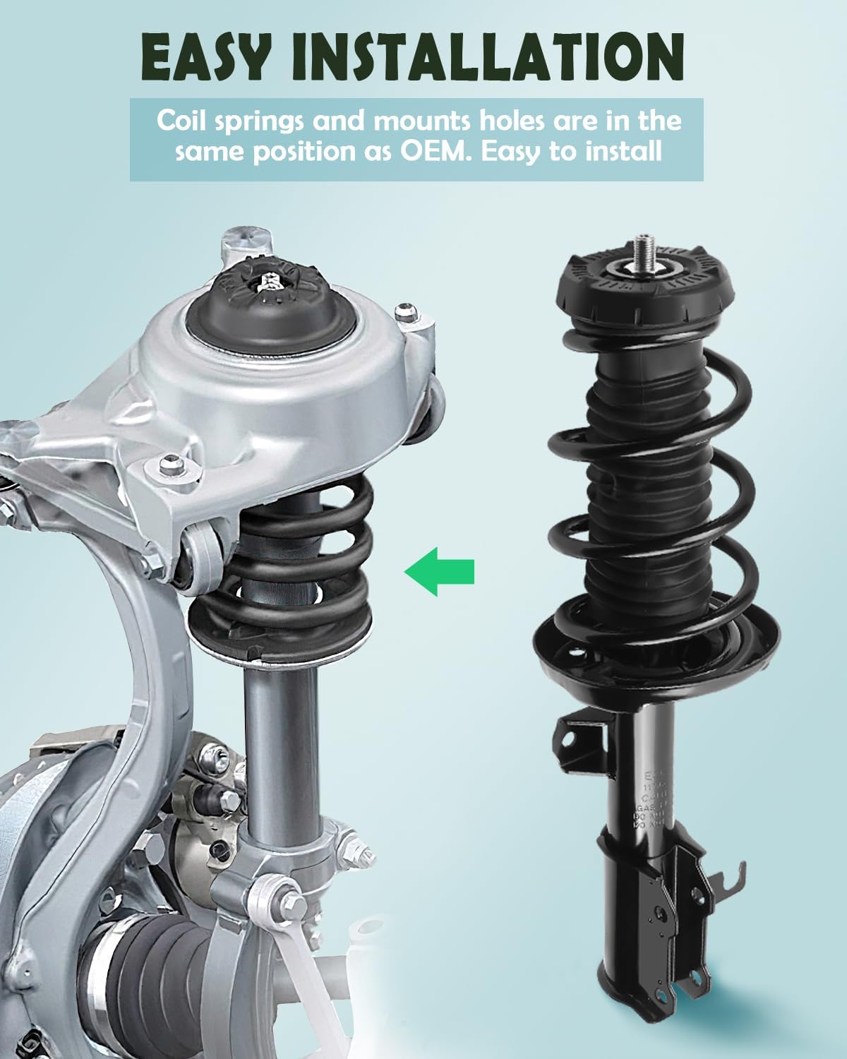 SCITOO Front Shock Absorber Assembly Fit for 2011-2012 for Chevrolet Cruze, Complete Shock and Strut Assembly Kit Fit for 272626 272627 372663 372664 2PCS