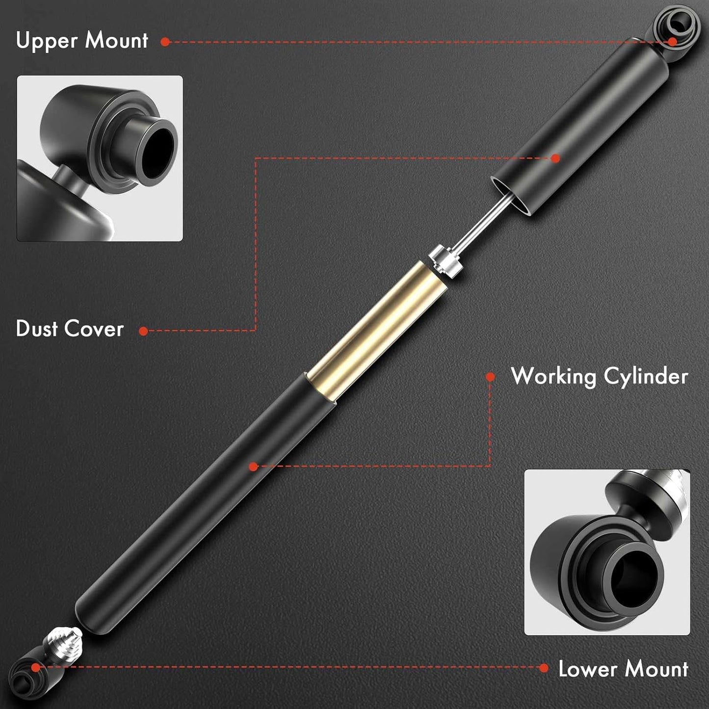 A-Premium Rear Pair (2) Strut Shock Absorber Compatible with Mercedes-Benz GL320 GL350 GL450 GL500 GL550 ML320 ML350 ML450 ML500 ML550 ML63 AMG, Driver and Passenger Side