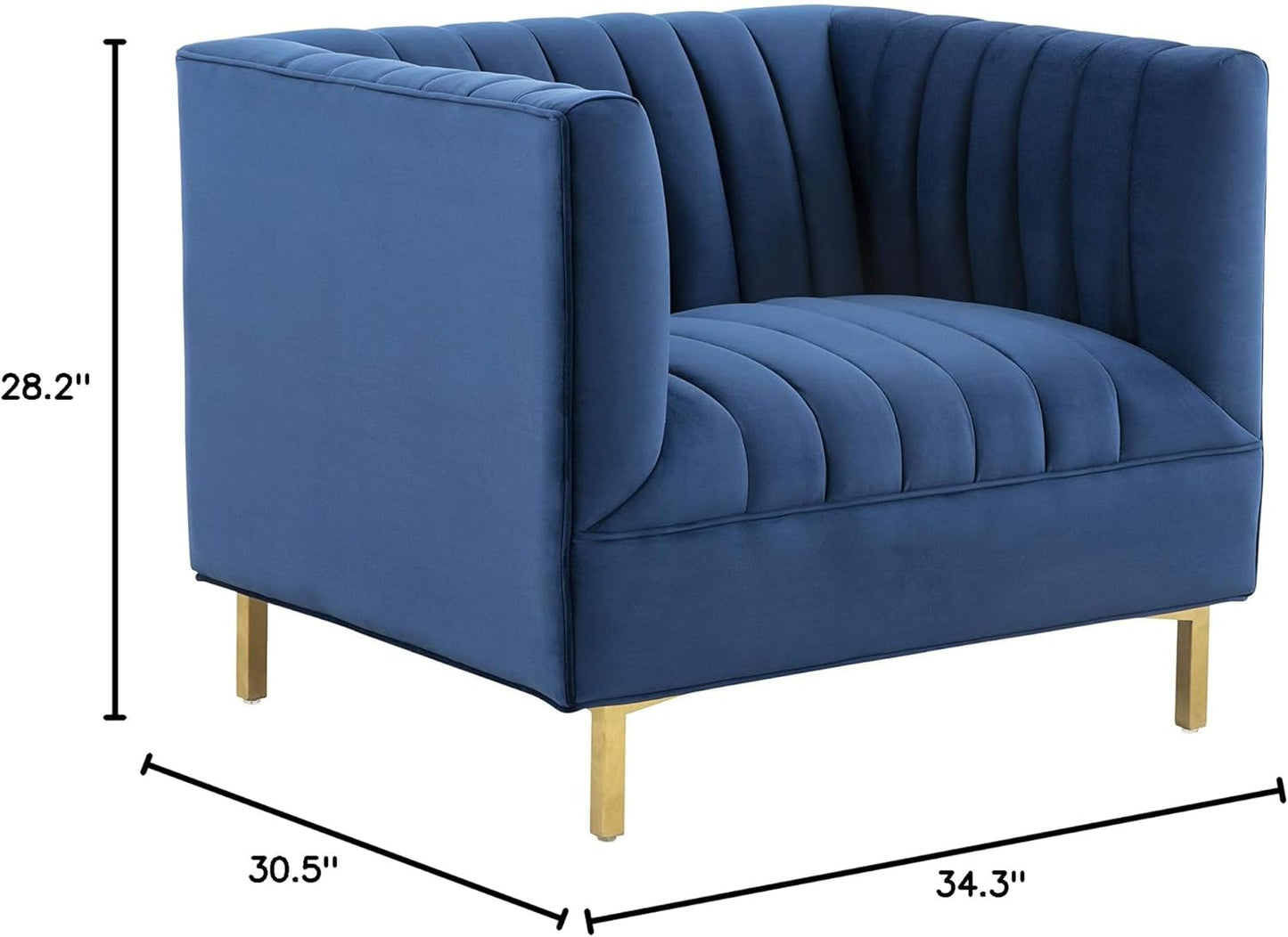 SAFAVIEH Couture Home Collection Doris Navy Velvet Upholstered Living Room Bedroom Office Club Chair SFV4763C