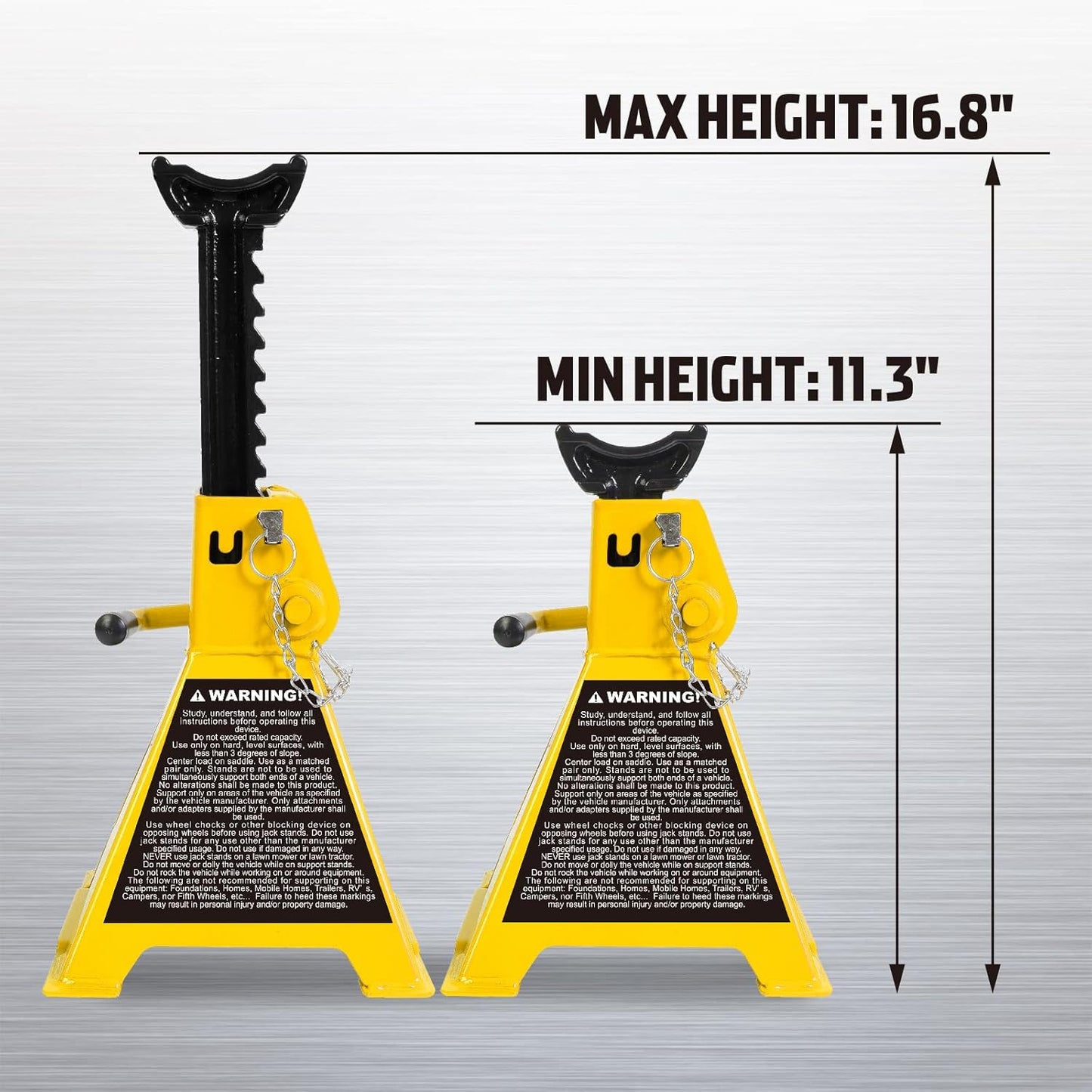 Car Jack Stands 3 Ton (6,000 LBs) Capacity, Extra Reinforced Car Lifting Stand Adjustable Jack Stand with Double Locking, Fits Automotive Small Pick-Up Yellow, 2 Packs