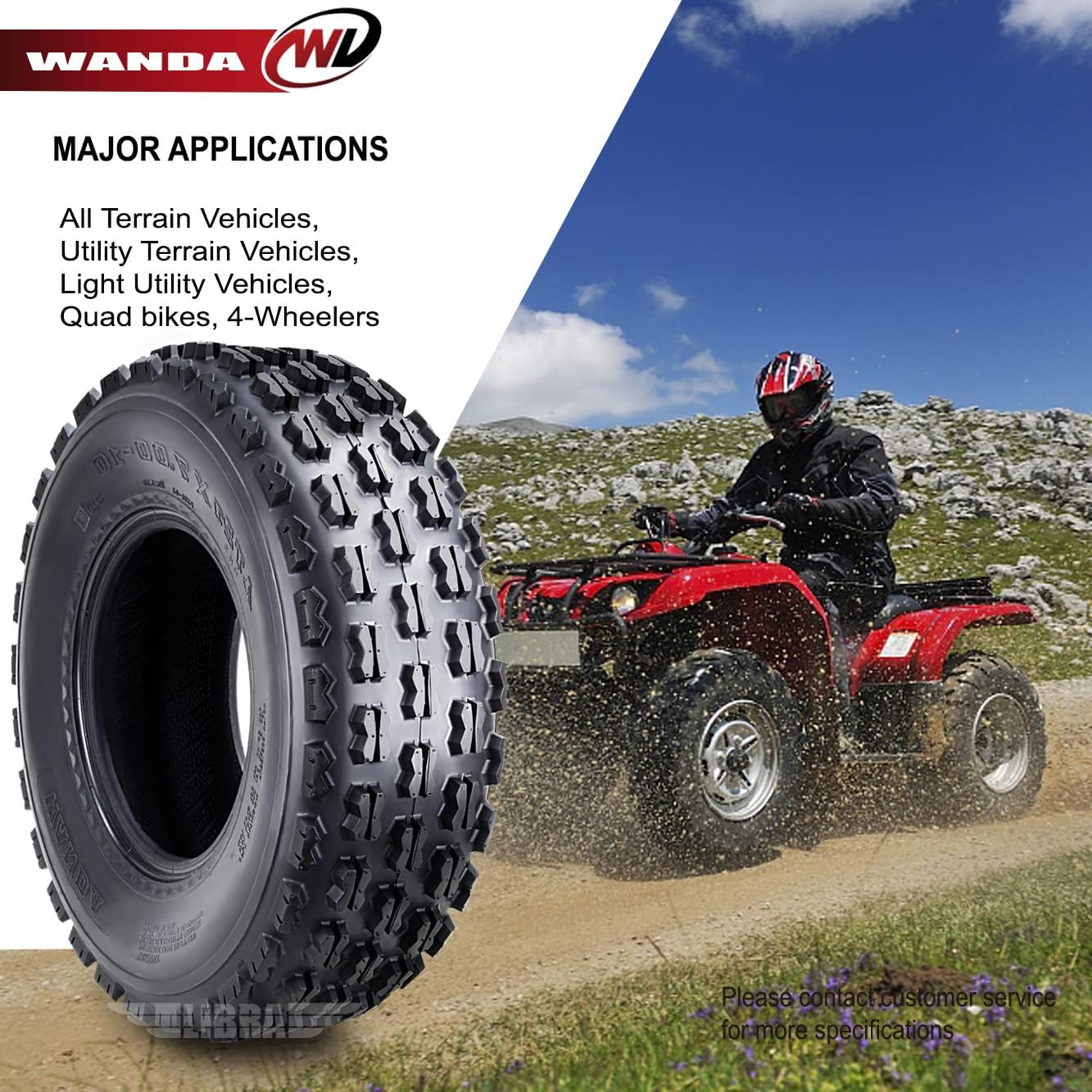 WANDA Set 4 Sport ATV Tires 21x7-10 & 20x10-9 Yamaha YFM350 YFZ450 Banshee 350