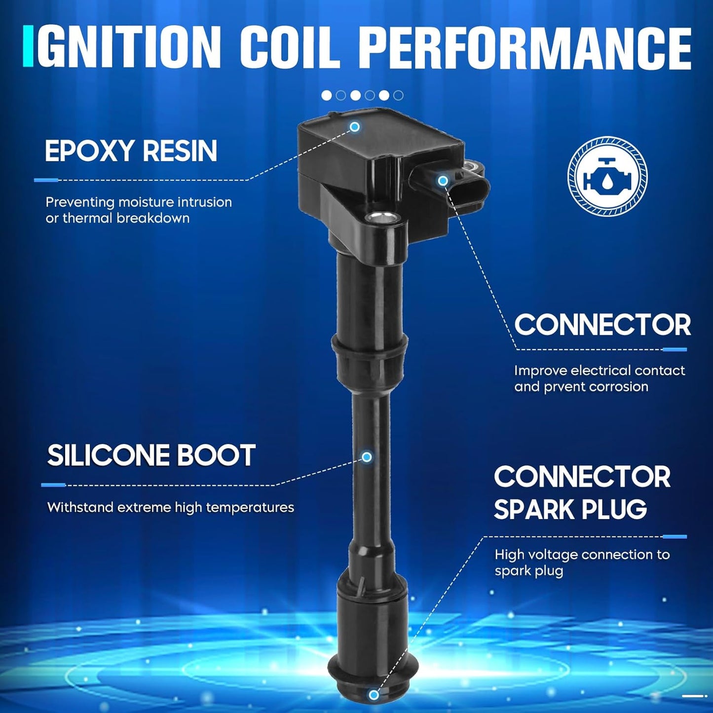 Set of 4 Ignition Coil Compatible with 2013-2016 Escape 2014-2016 Fiesta 2013-2014 Fusion 2014-2016 Transit Connect Replacement for UF674 1832313 26024066 C1830