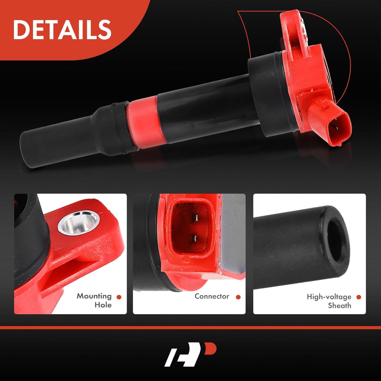 A-Premium (Red) Engine Ignition Coil Pack Compatible with Kia Soul 2012-2019, Forte 2014-2018, Rondo 2014 & Hyundai Elantra 2010-2020, Tucson 2014-2020, Elantra Coupe, Elantra GT, 1.8L 2.0L, 4-PC Set