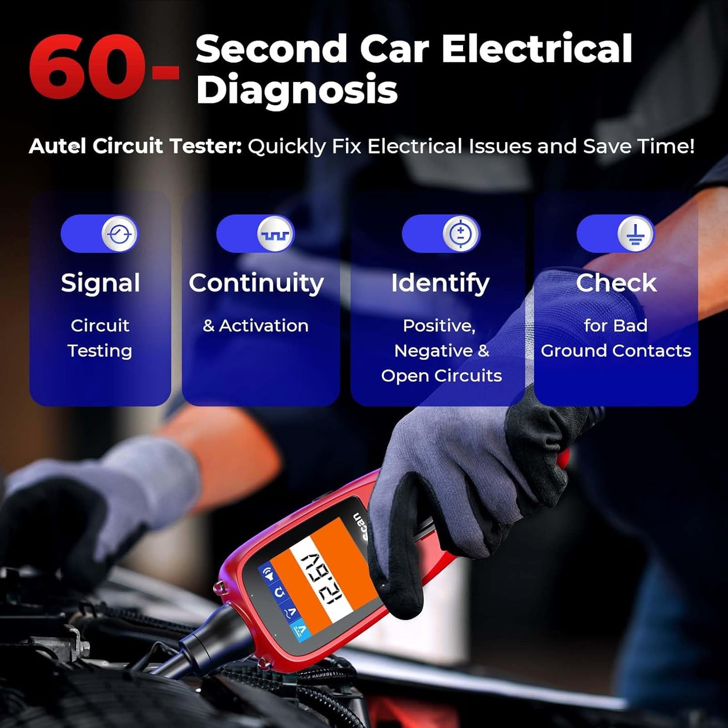 2025 Autel Circuit Tester, Power Circuit Probe Scan Tool, 12-24V Electrical Short Open Breaker Circuit Finder, Auto Circuit Tester, Digital Multimeter/Relay & Diode Resistance Tool Kit, 20FT Long Cord