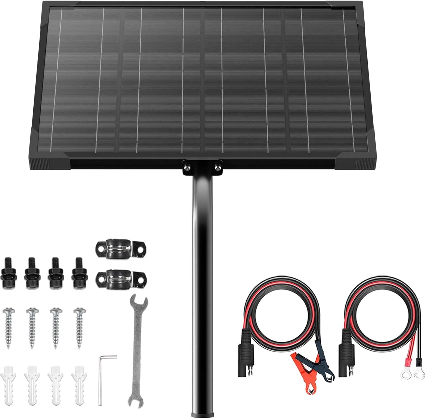 20W 12V Solar Battery Charger & Maintainer with Built-in MPPT Charge Controller, Tubular Bracket, SAE Cables, Solar Trickle Charger 12 Volt Solar Panel for Gate Opener & Electrical Fence