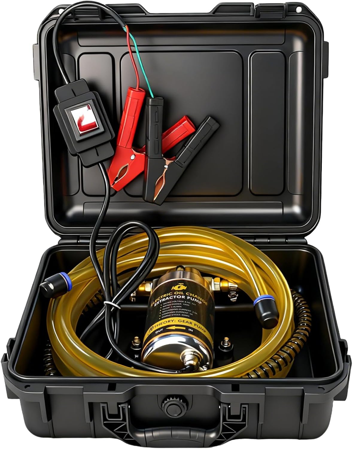 12V 100W Portable Oil Transfer Pump Set, 1-4L/min Fluid Transfer Pump for Engine Oil, Gear Oil, Lubricating Oil Change, Electric Self-Priming Motor Gear Oil Pump for Boat, Car, Trucks and Lawnmower