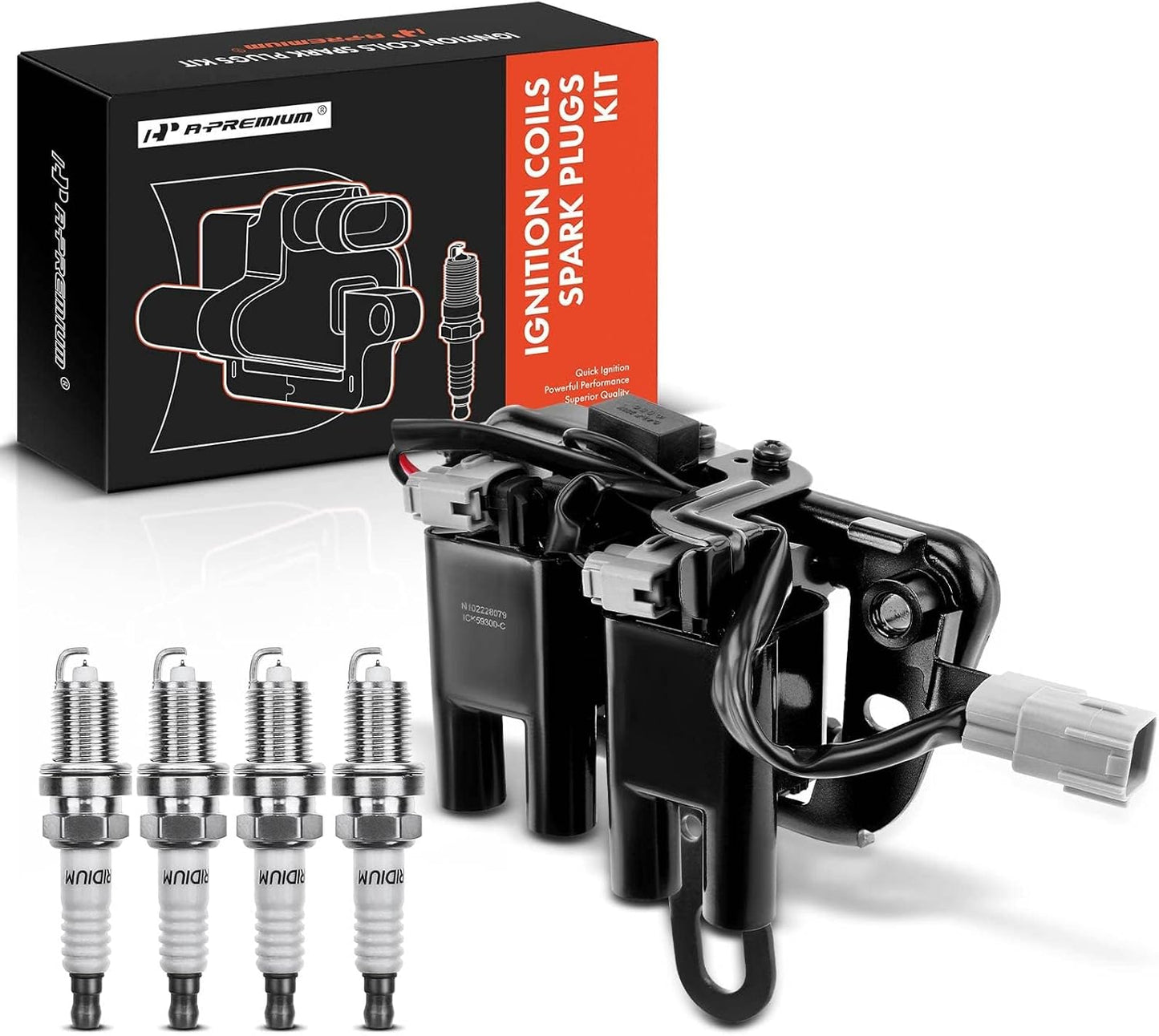 A-Premium Ignition Coils and Spark Plugs Kits Compatible with Hyundai Elantra 2007-2012 & Kia Soul 2010-2011, 2.0L