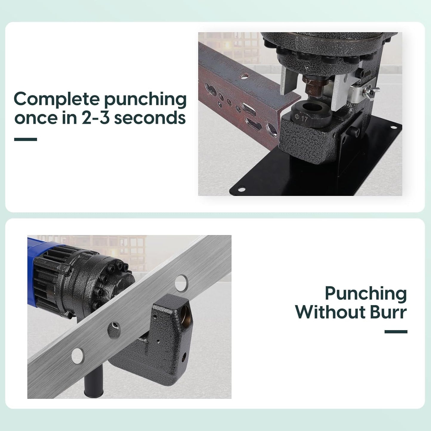 1300W Electric Hydraulic Hole Puncher, 110V Steel Punch Machine, Electric Hydraulic Hole Punch with Die Φ1/4" 3/8" 1/2" 11/16" 4/5", Angle Steel Punching Tool for Iron Aluminum Copper Plate