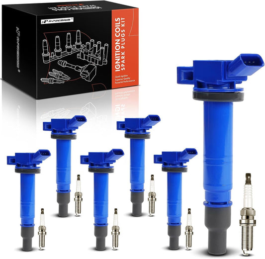 A-Premium (Blue) Set of 12 Ignition Coil Pack and Iridium Spark Plugs Compatible with Toyota Tacoma 2005-2015, Tundra 2005-2011, 4Runner 2003-2009, FJ Cruiser 2007-2009, 4.0L