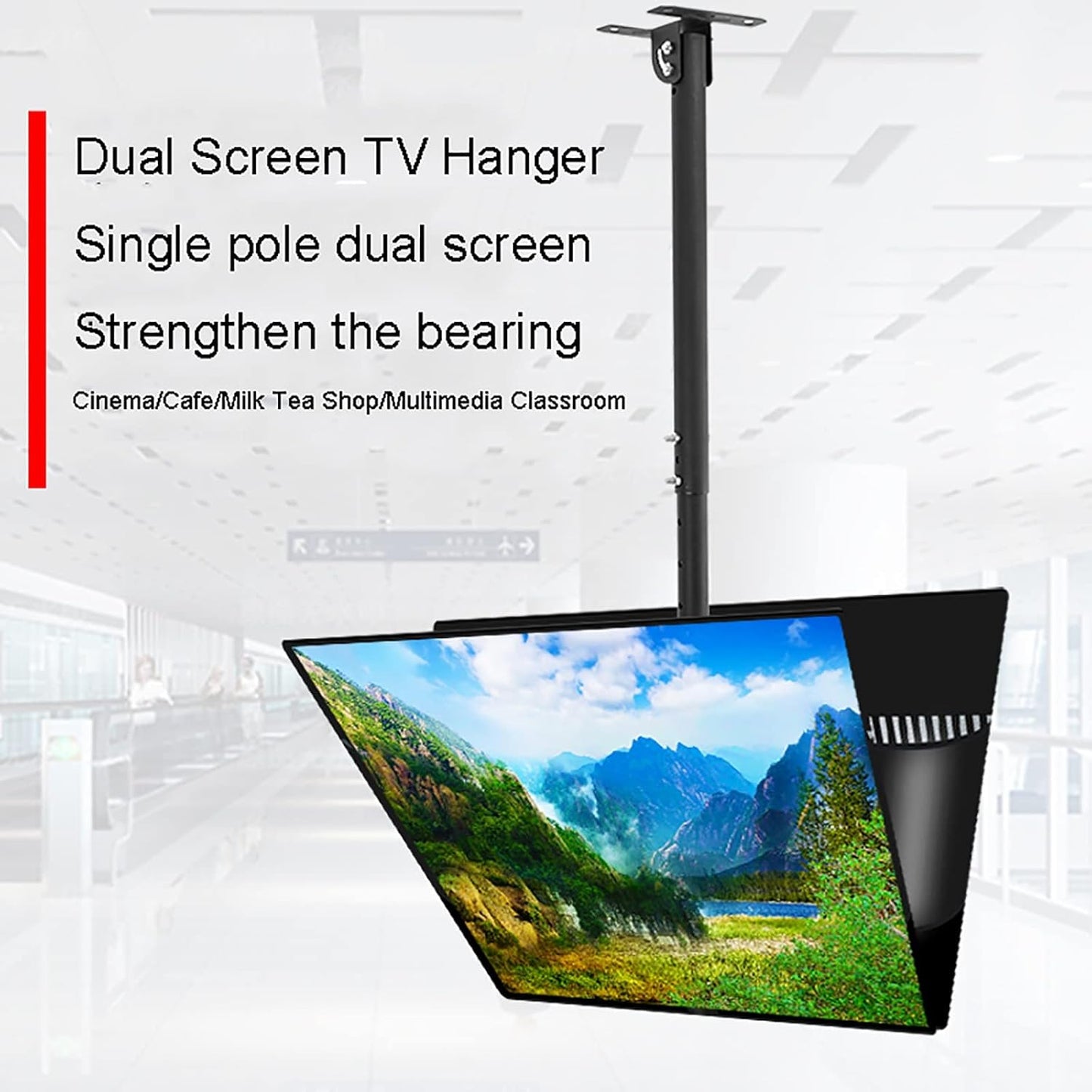 Table Top TV Stand,Double Sided Ceiling TV Mount Bracket, Telescoping Adjustable Height Pole, TV Wall Mount Bracket Fits 40-70 Inch Flat Sn TVs (to 12m)