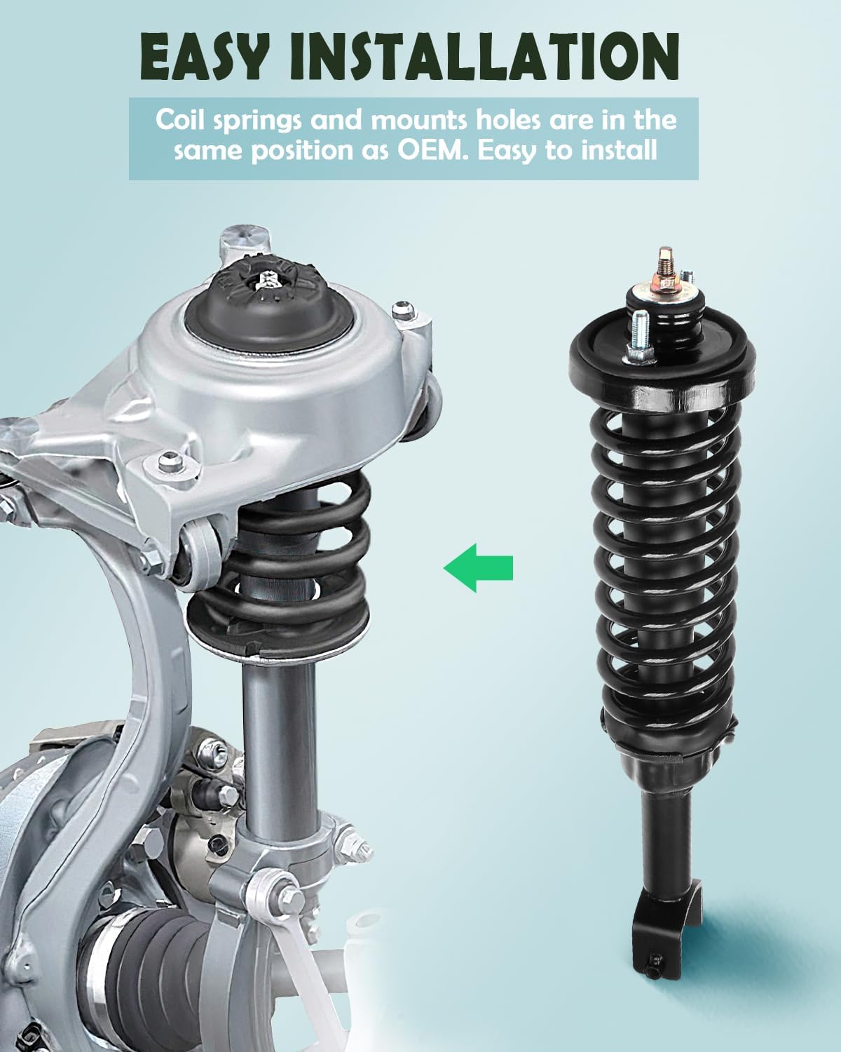 SCITOO Rear Shock Absorber Assembly Fit for 1992-1995 for Honda Civic, Complete Shock and Strut Assembly Kit Fit for 171266 2PCS