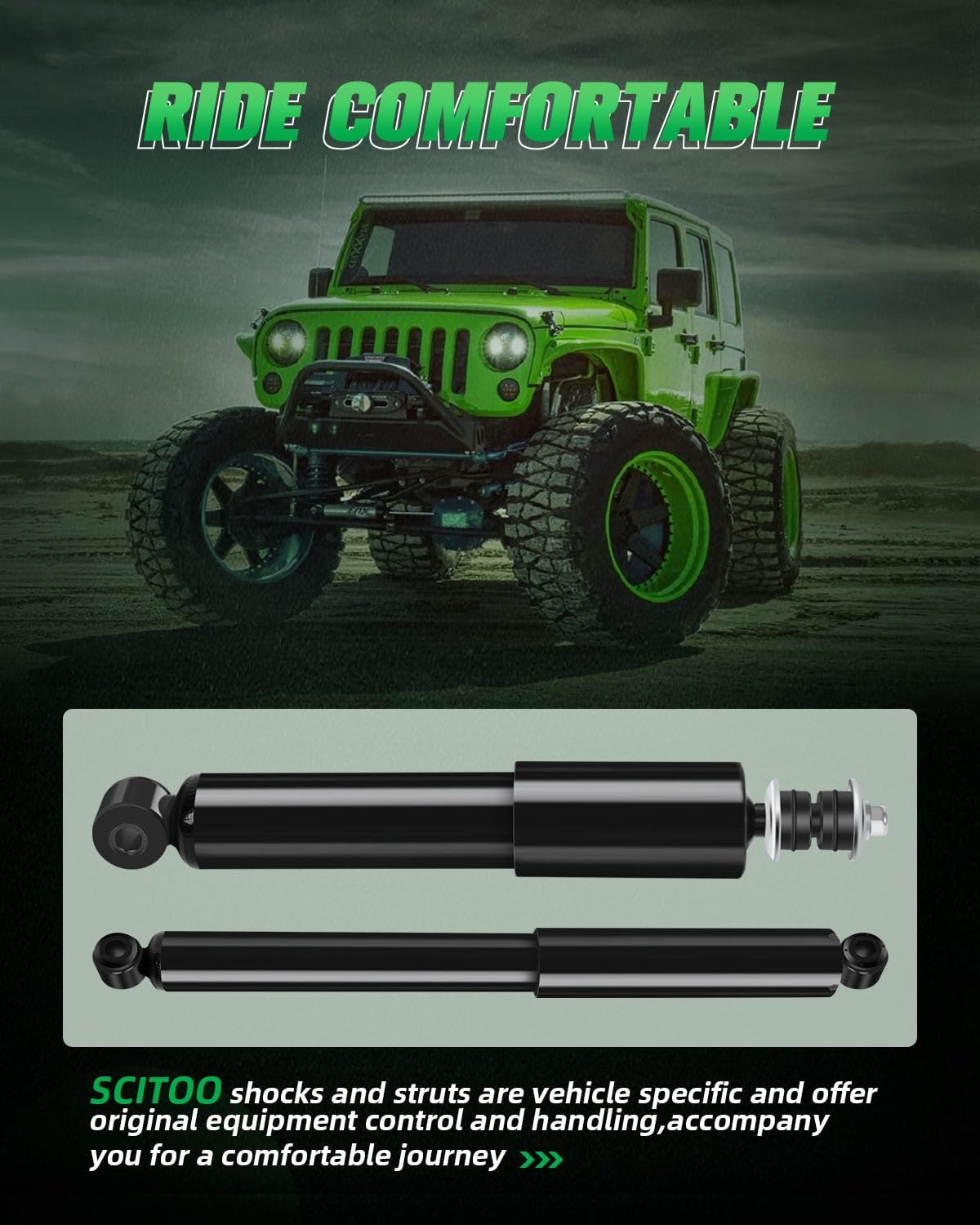 SCITOO Front and Rear Shock Absorbers Struts Compatible with 2000-2004 for Nissan for Frontier, 2000-2004 for Nissan for Xterra, Replace 344469 37245 344015 911172 Automotive Shocks 4PCS