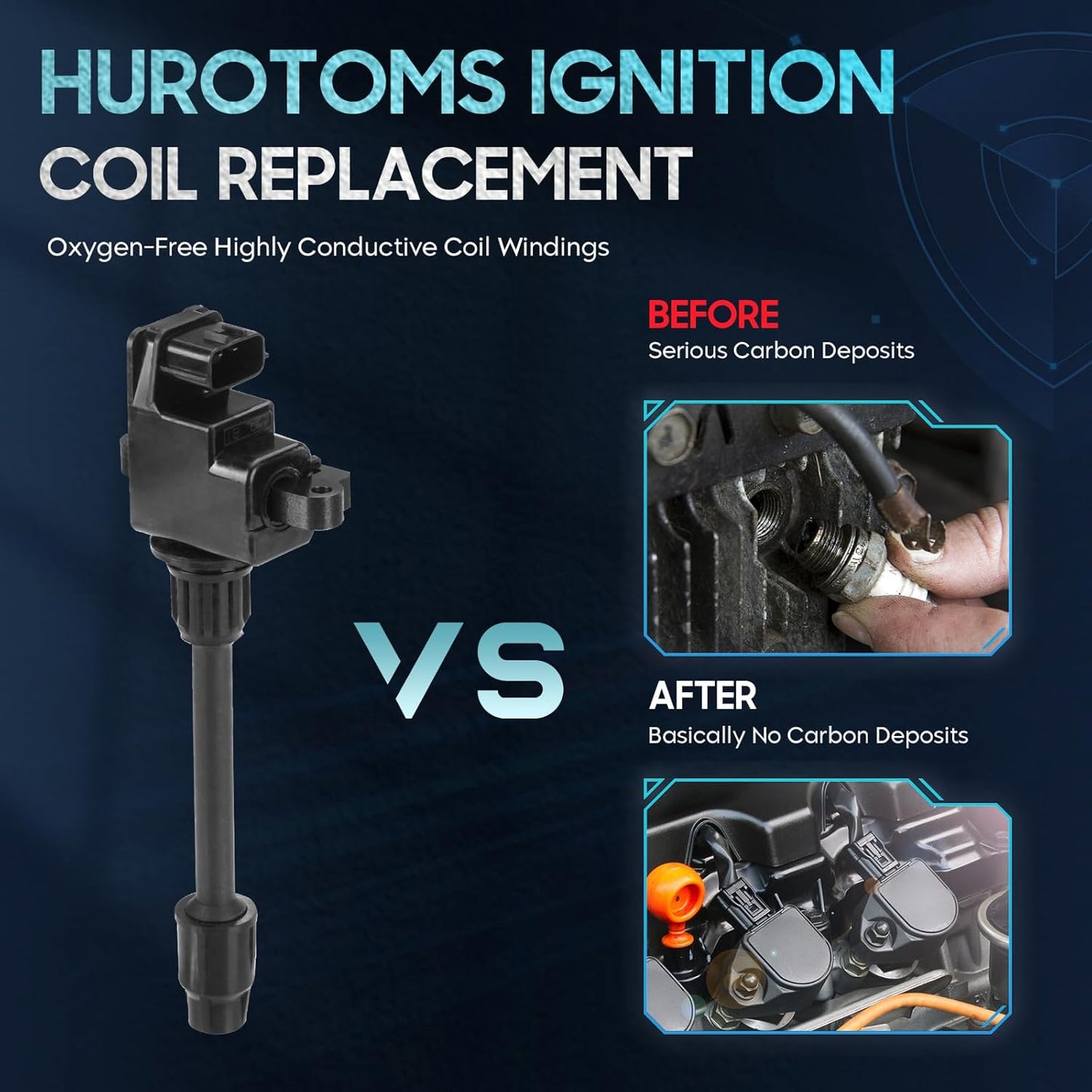 Set of 6 Ignition Coil Pack Compatible with Infiniti I30 1996-1999 Nissan Maxima 1995-1999 3.0 V6, Replace for UF138 UF262 UF139 UF263, Black