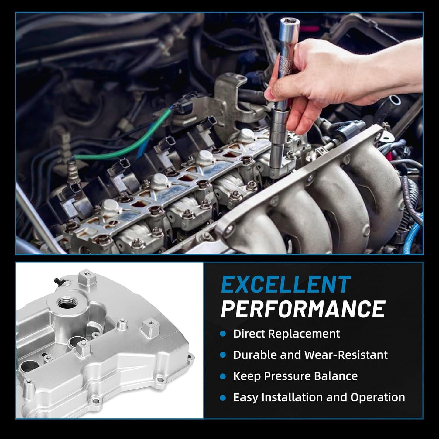 22410-2G710 Aluminium Engine Valve Cover Compatible with 2011-2016 Kia Optima Sorento Sportage,Hyundai Tucson