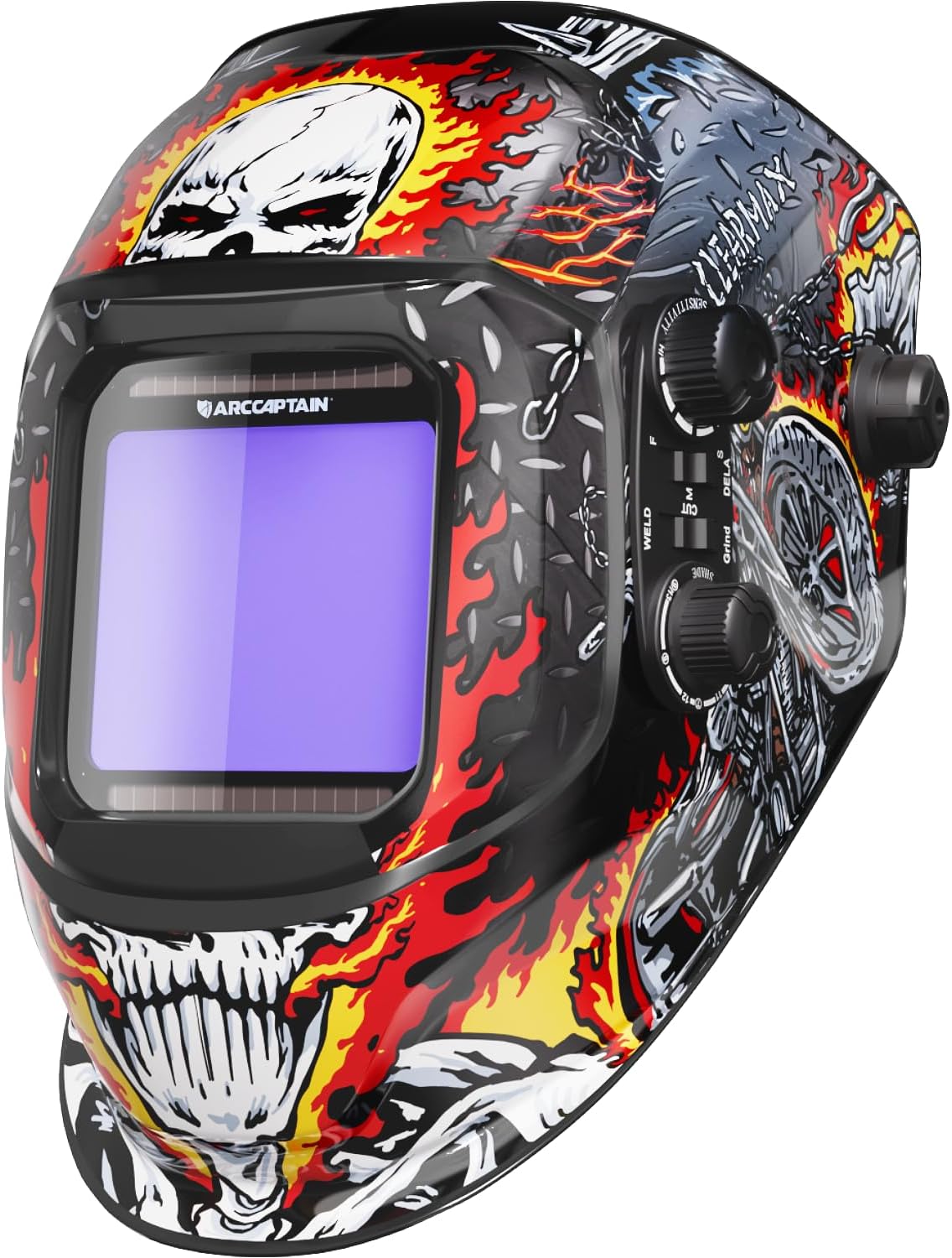 ARCCAPTAIN Welding Helmet Auto Darkening, 3.94"X3.66" Large Viewing Screen True Color Welding Hood with 4 Arc Sensor Solar Powered, Wide Shade 4-5/5-9/9-13 for ARC TIG MIG Welding Helmets for Men
