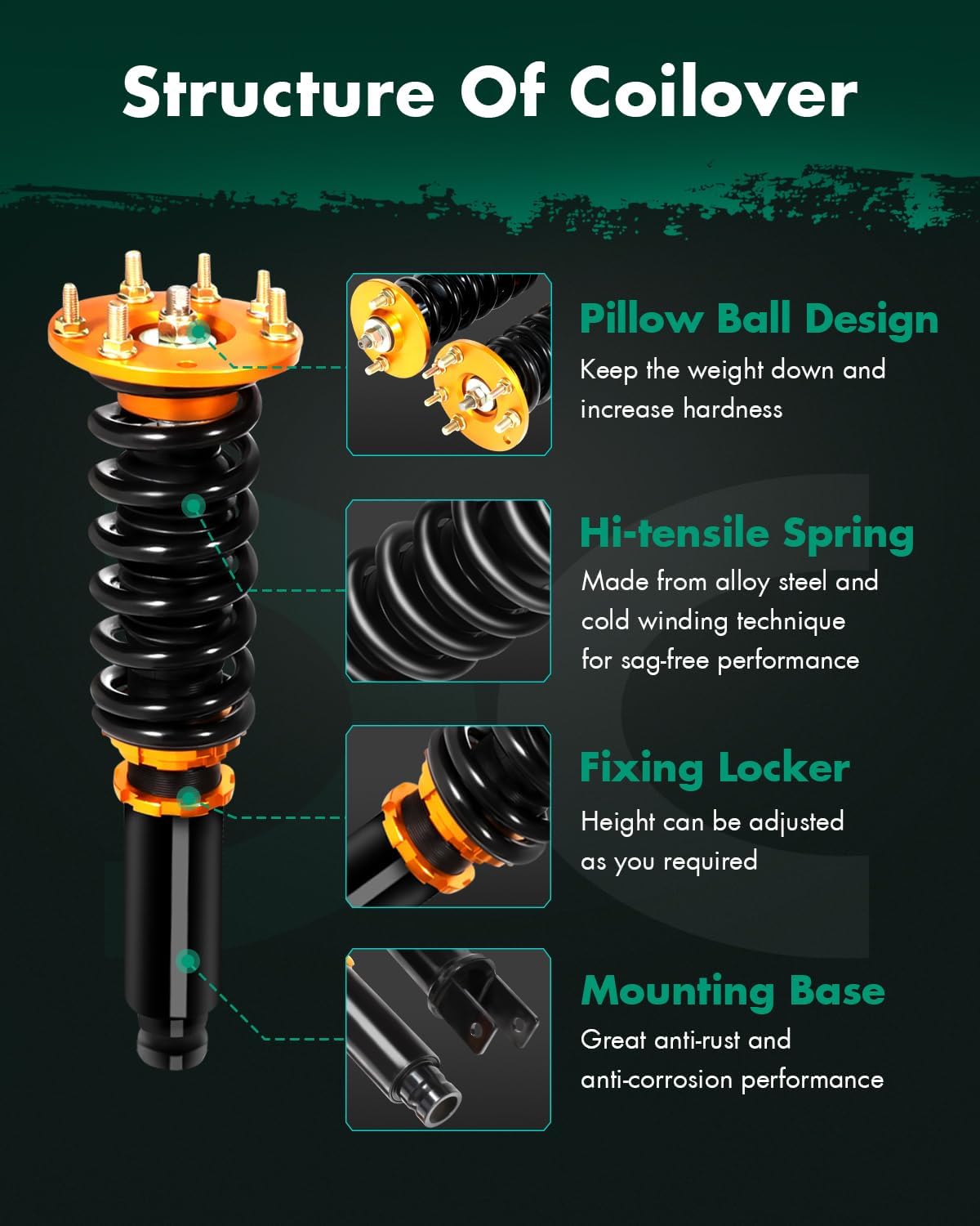 Coilovers Struts fit for Acura for TSX 2009-2014,for Honda for Accord 2008-2012 Adjustable Height Coil Spring Shock SCITOO Suspension Assembly Struts Kit