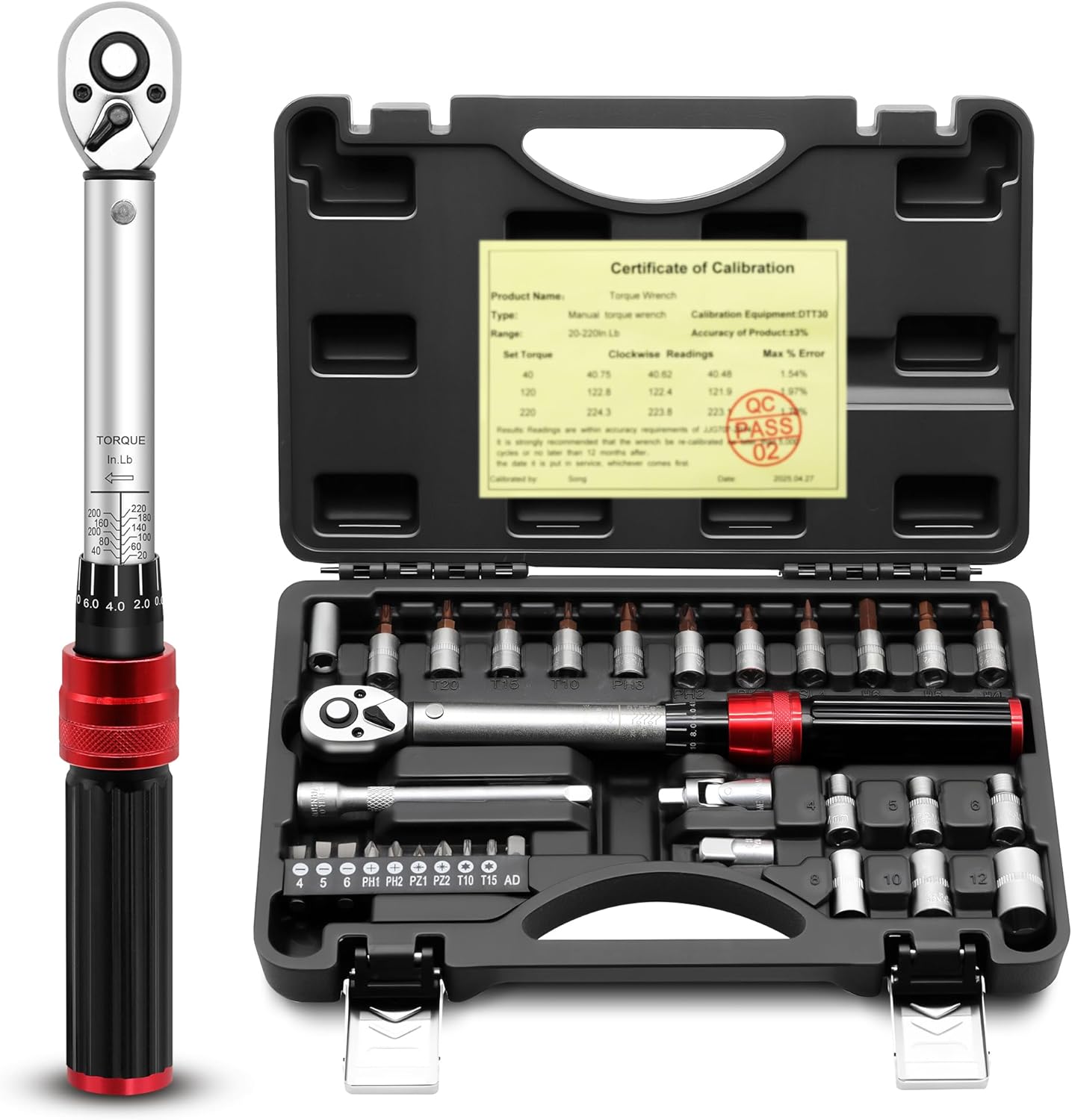 3/4 Torque Wrench, 100-600ft.lb/135.5-815Nm Dual-Direction Adjustable High Accuracy Torque Wrench 3/4 Drive, ±3% Click with Buckle for Car Trucks Oil Rigs Off-Road Equipment
